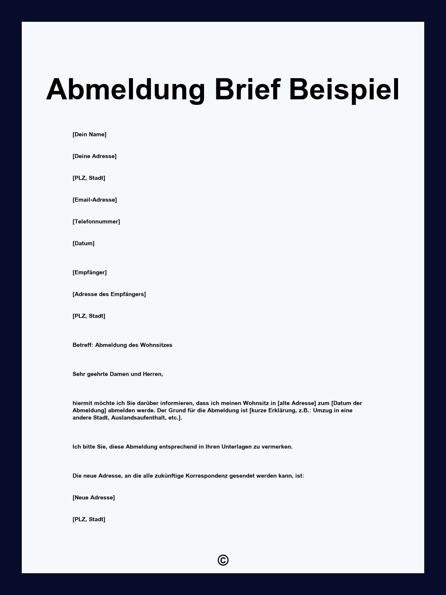 Abmeldung Brief Beispiel