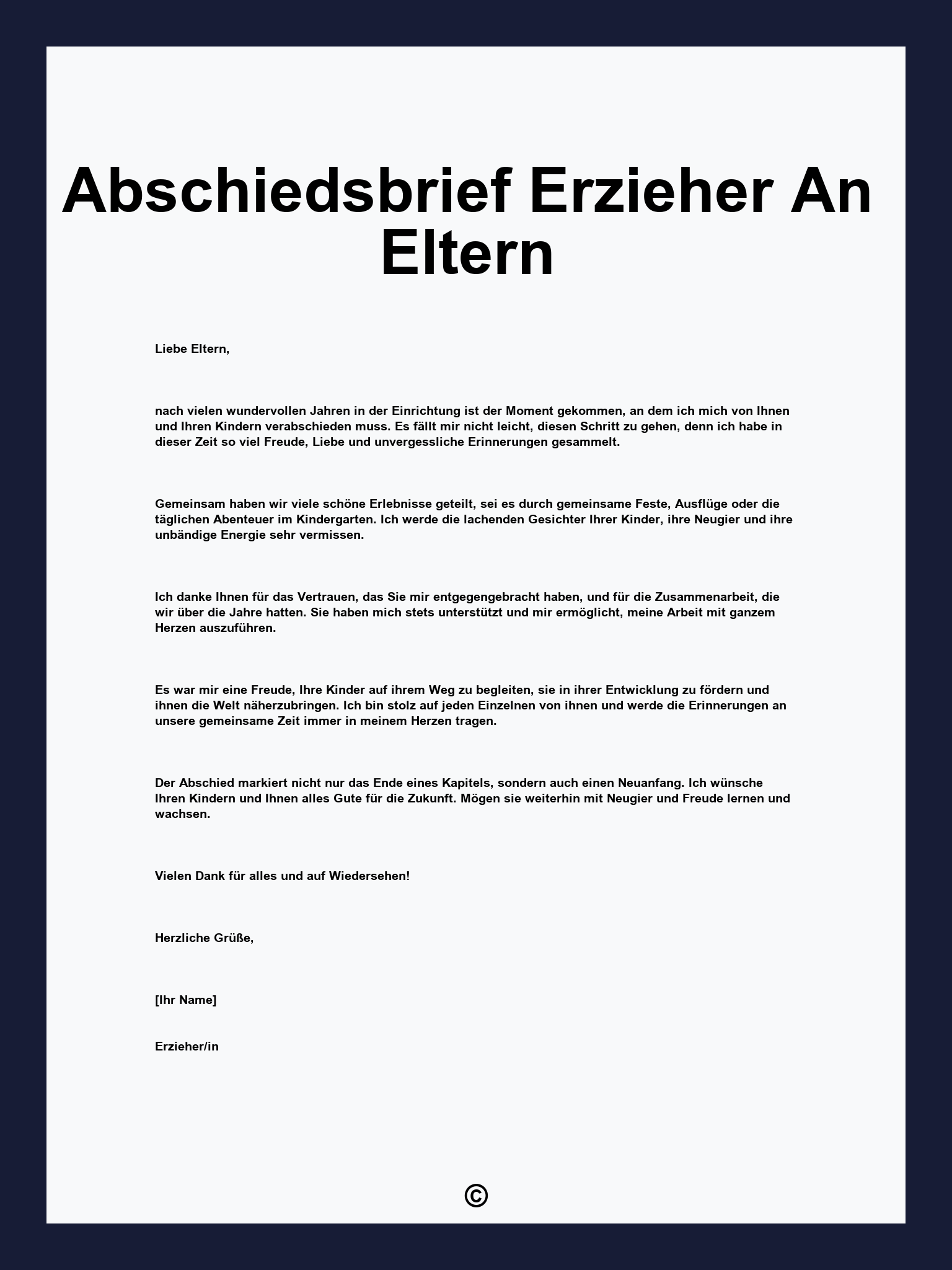 Abschiedsbrief Erzieher An Eltern