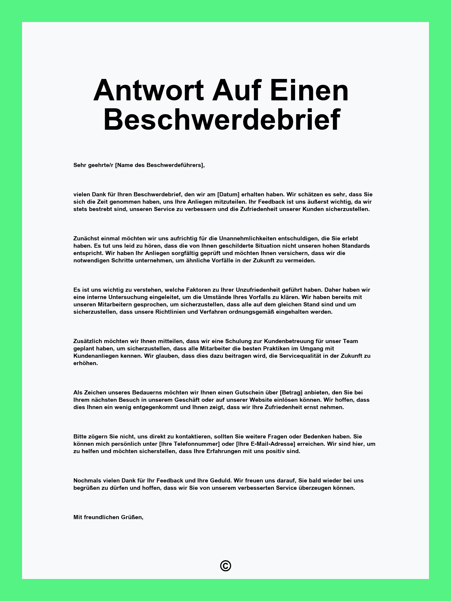 Antwort Auf Einen Beschwerdebrief