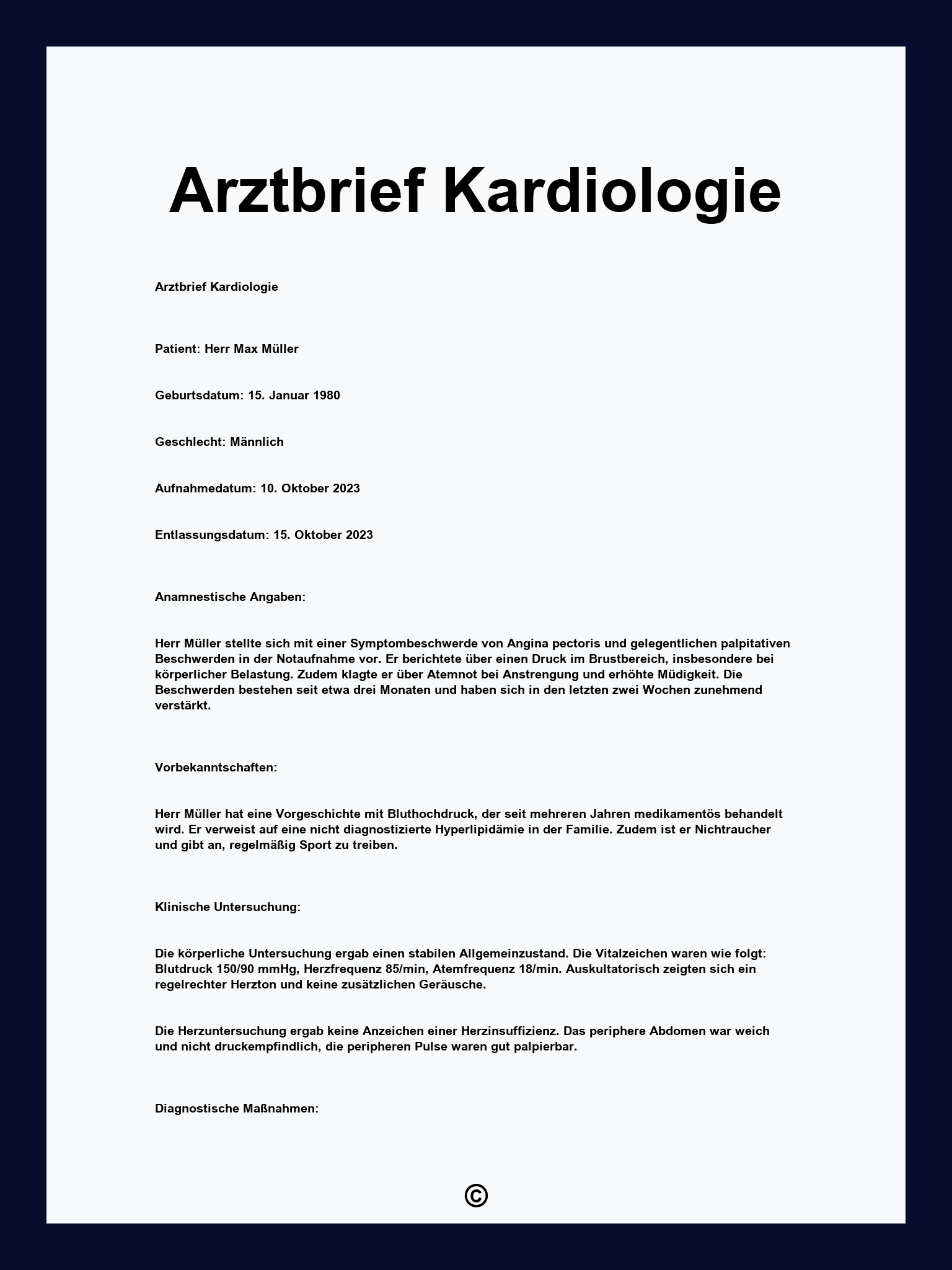 Arztbrief Kardiologie