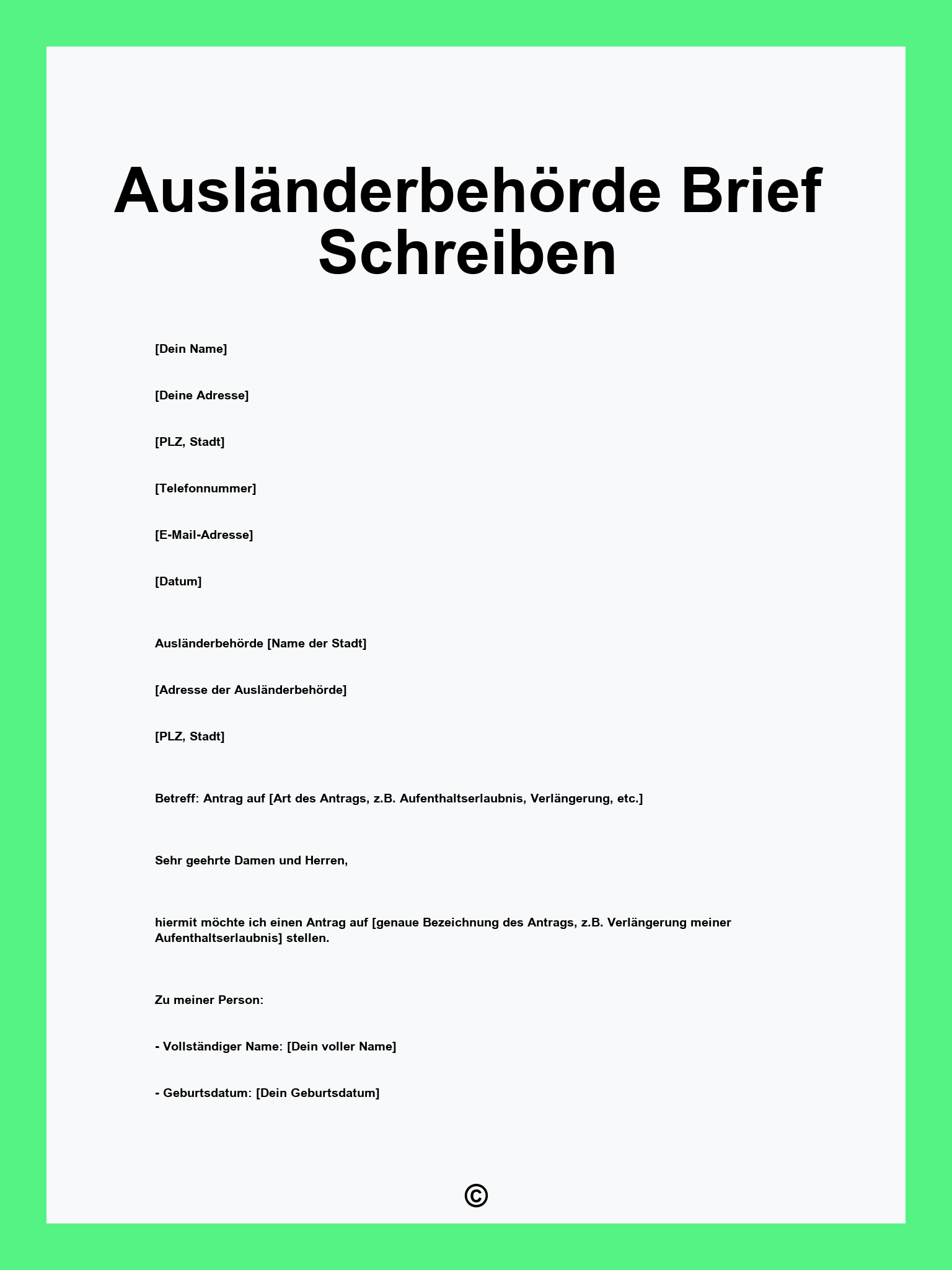 Ausländerbehörde Brief Schreiben