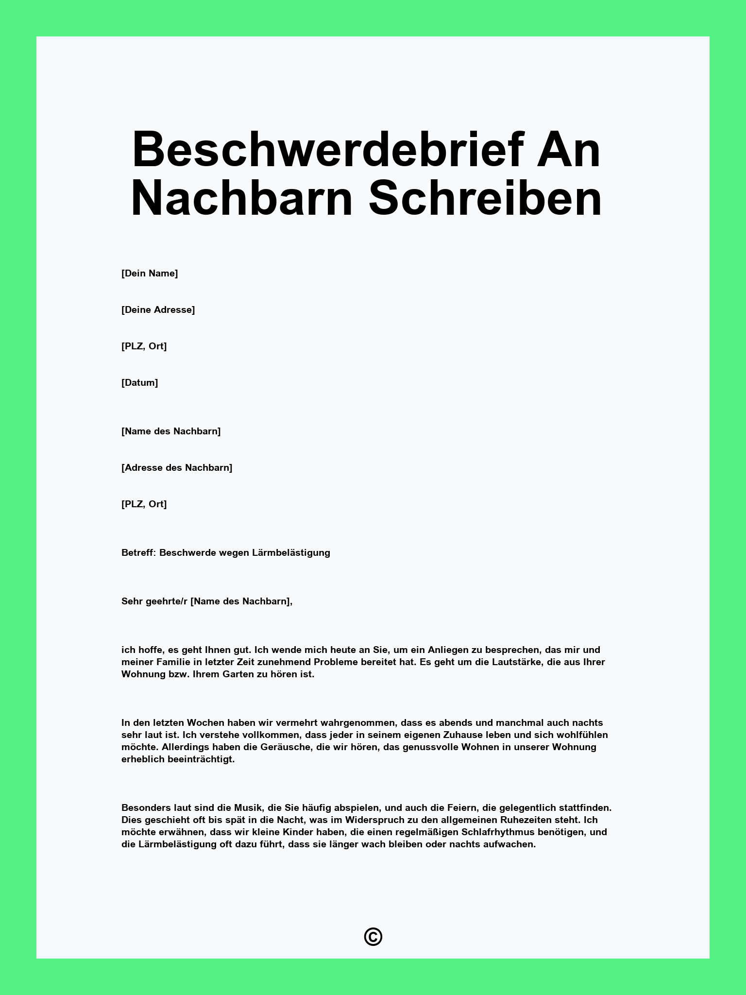 Beschwerdebrief An Nachbarn Schreiben