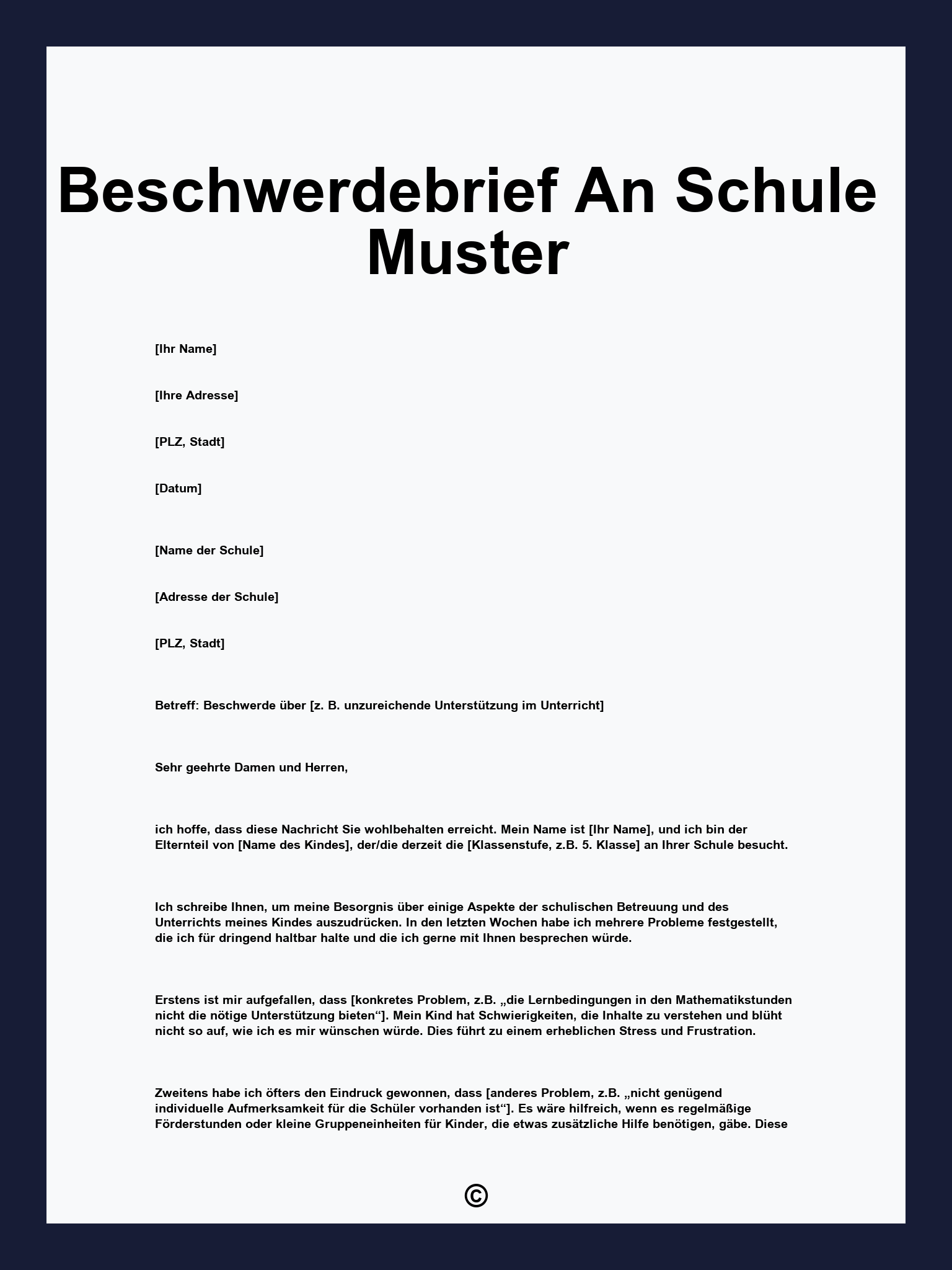 Beschwerdebrief An Schule Muster