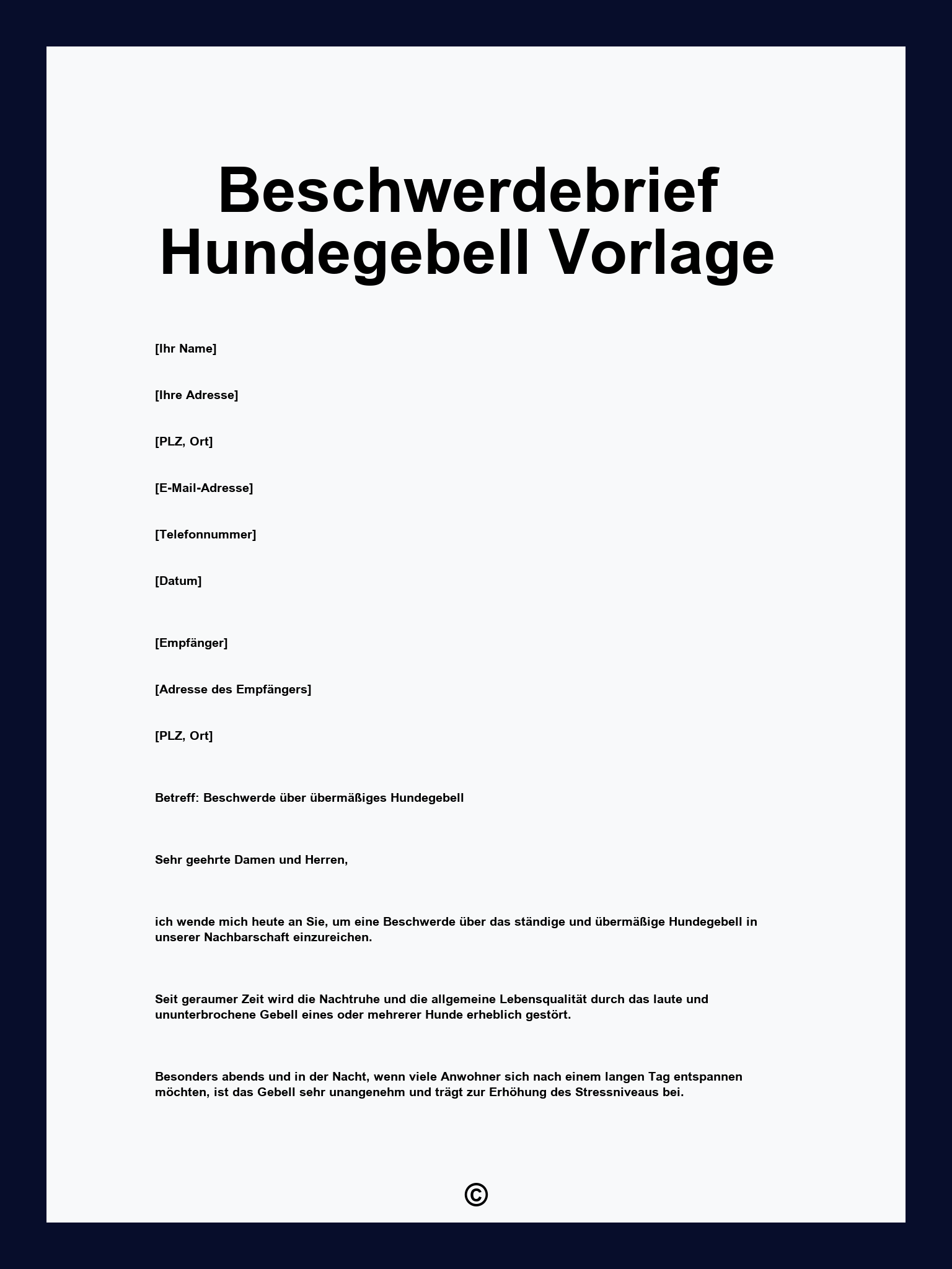 Beschwerdebrief Hundegebell Vorlage