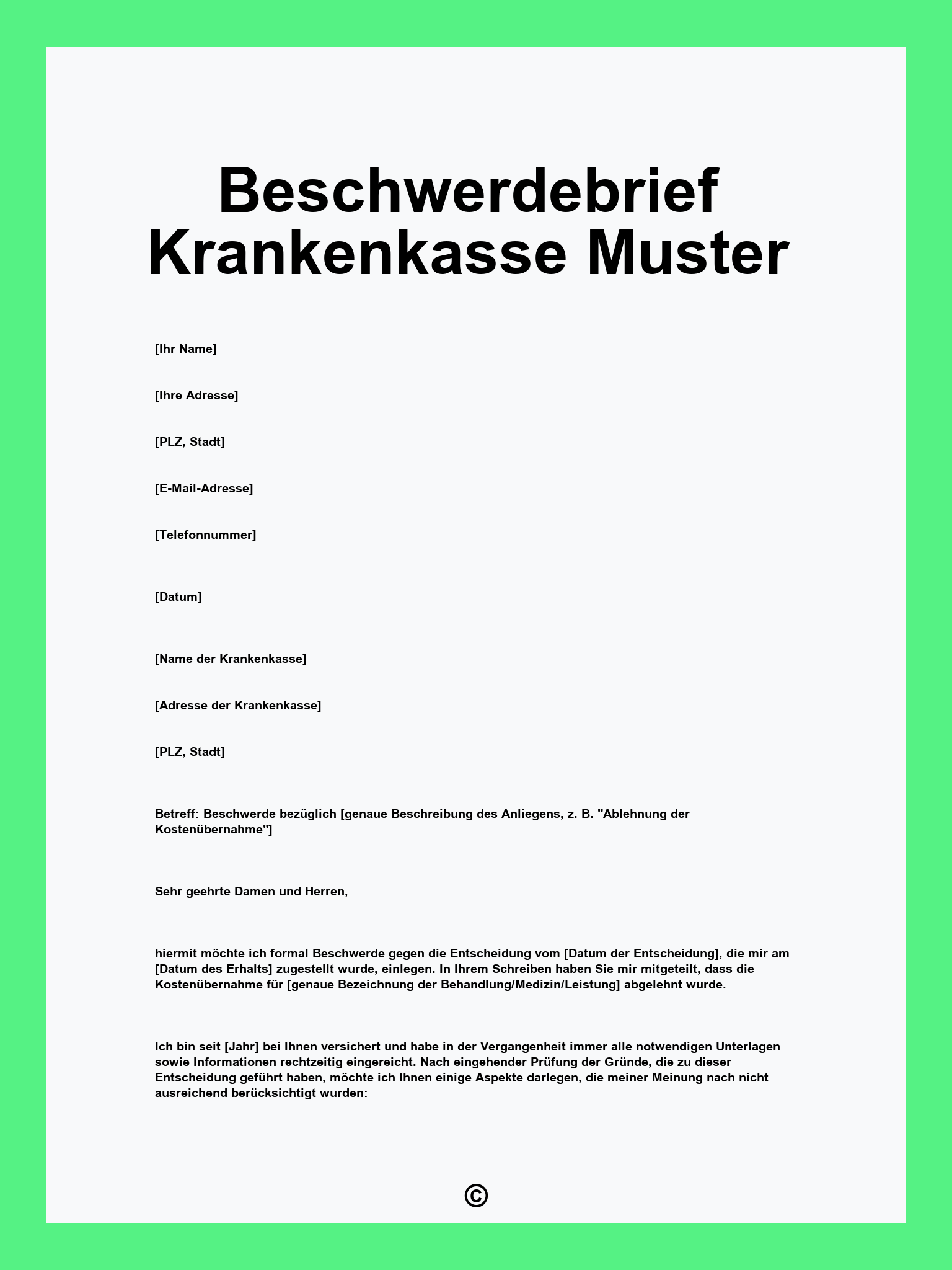 Beschwerdebrief Krankenkasse Muster