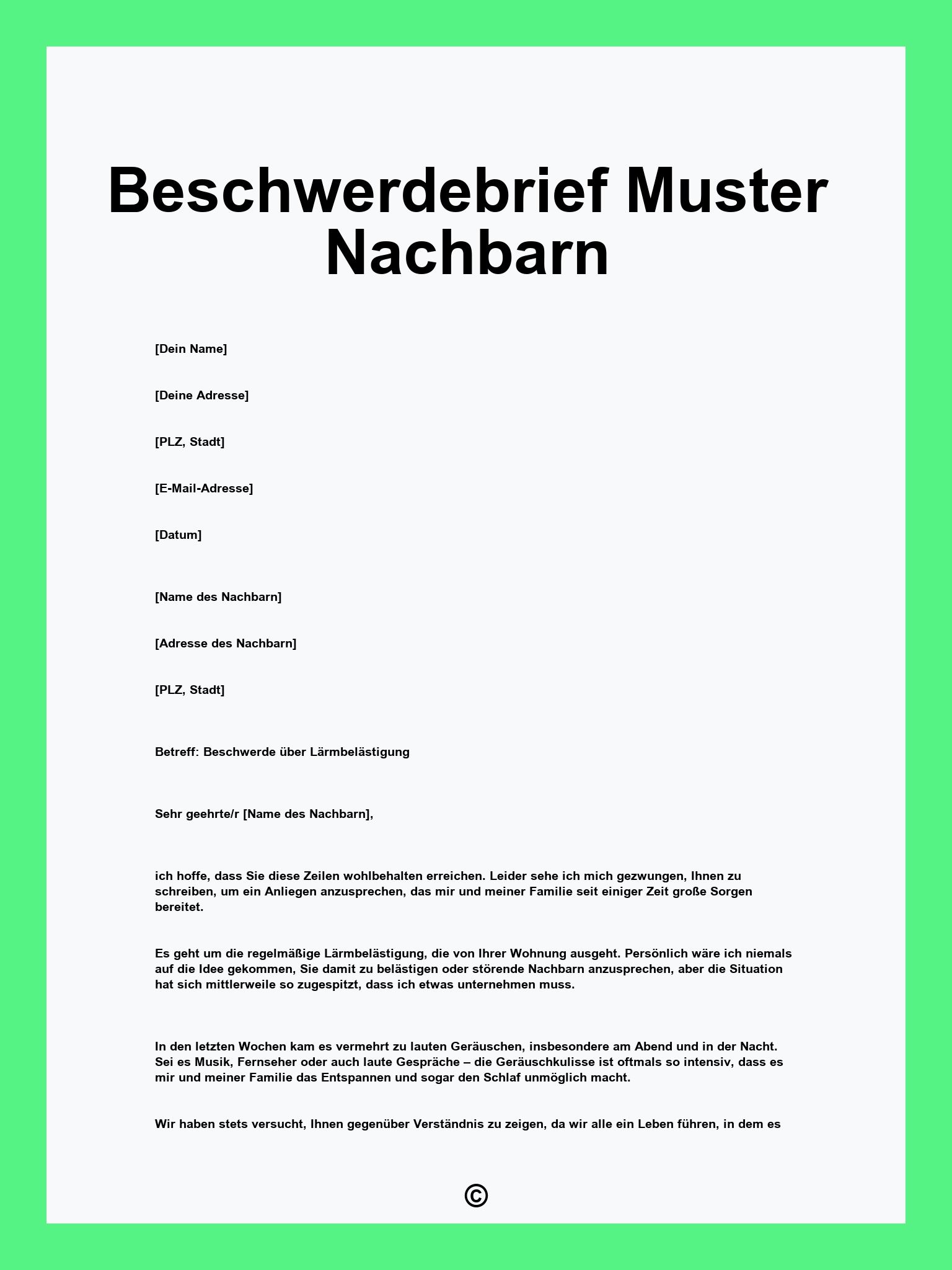 Beschwerdebrief Muster Nachbarn