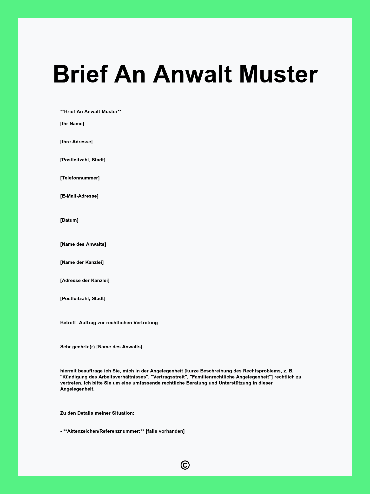 Brief An Anwalt Muster