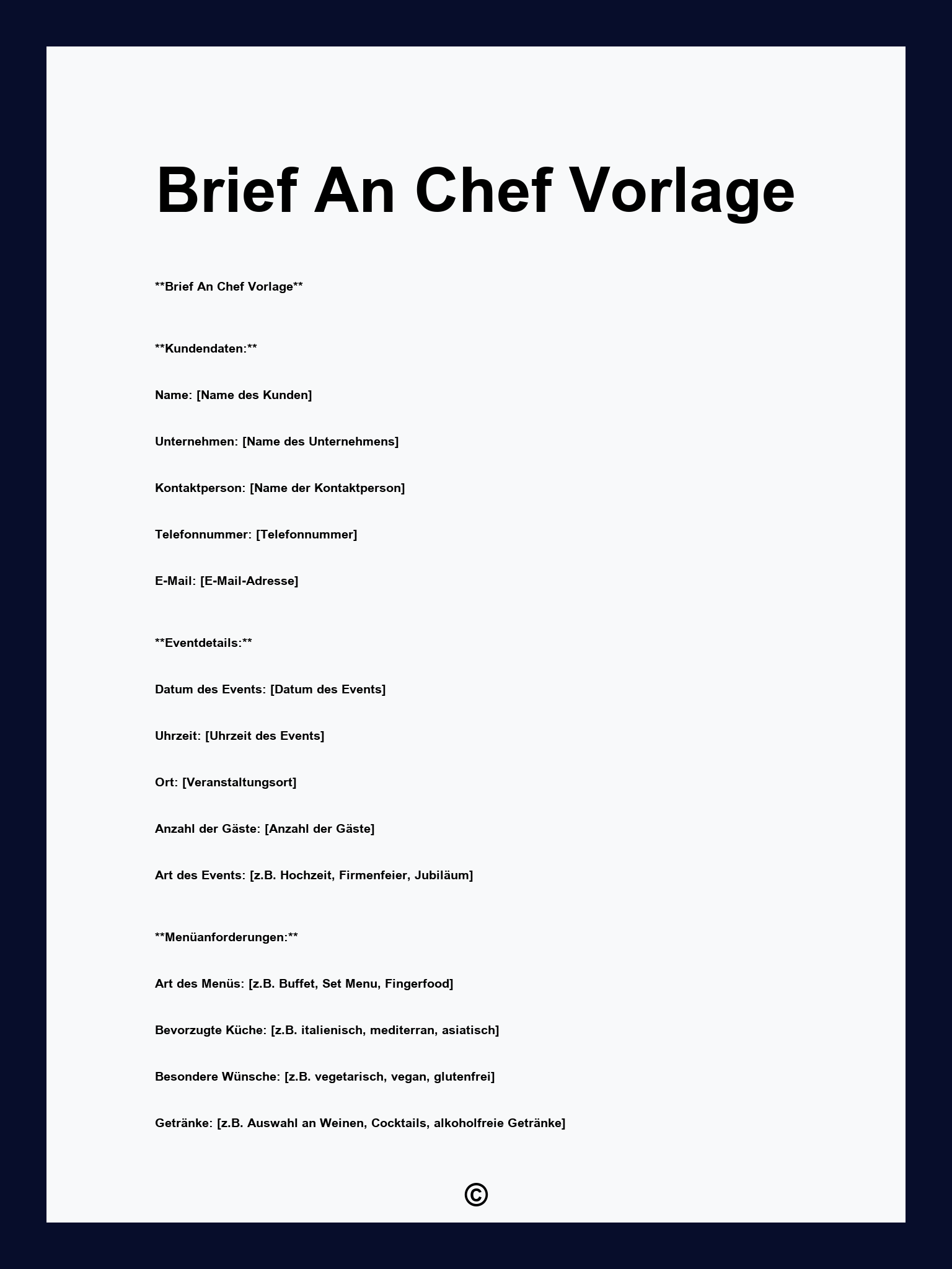 Brief An Chef Vorlage