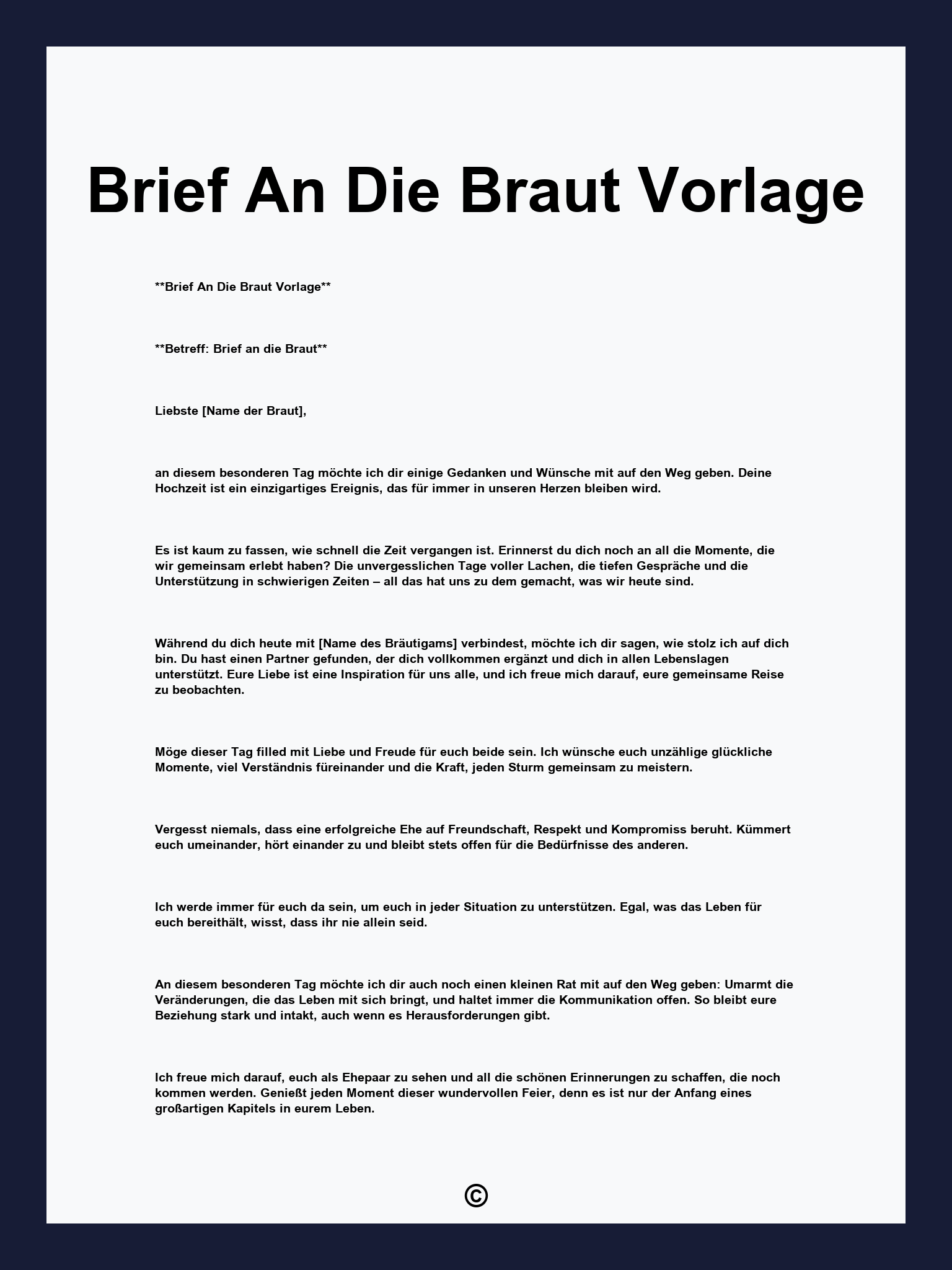 Brief An Die Braut Vorlage