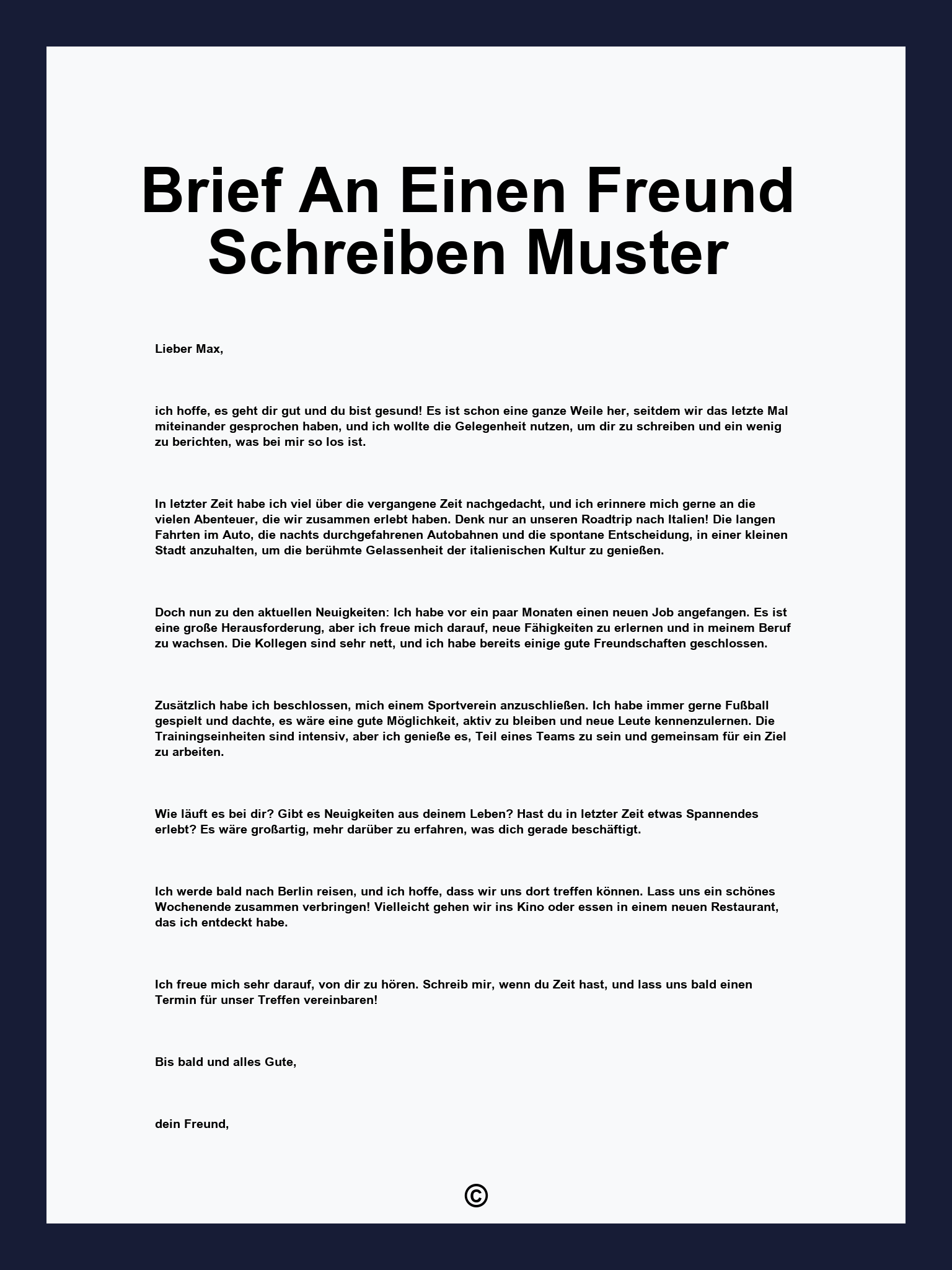 Brief An Einen Freund Schreiben Muster
