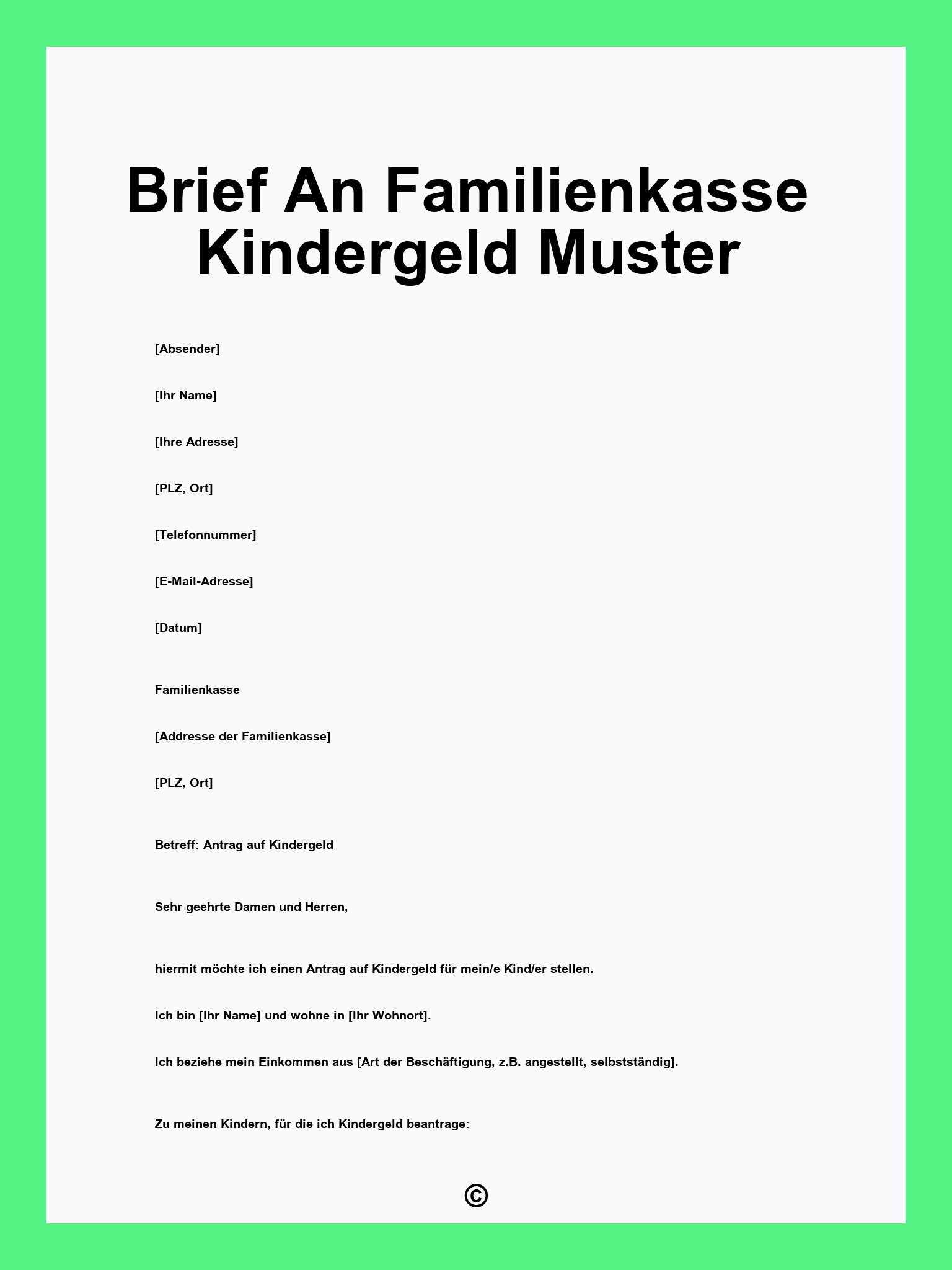 Brief An Familienkasse Kindergeld Muster