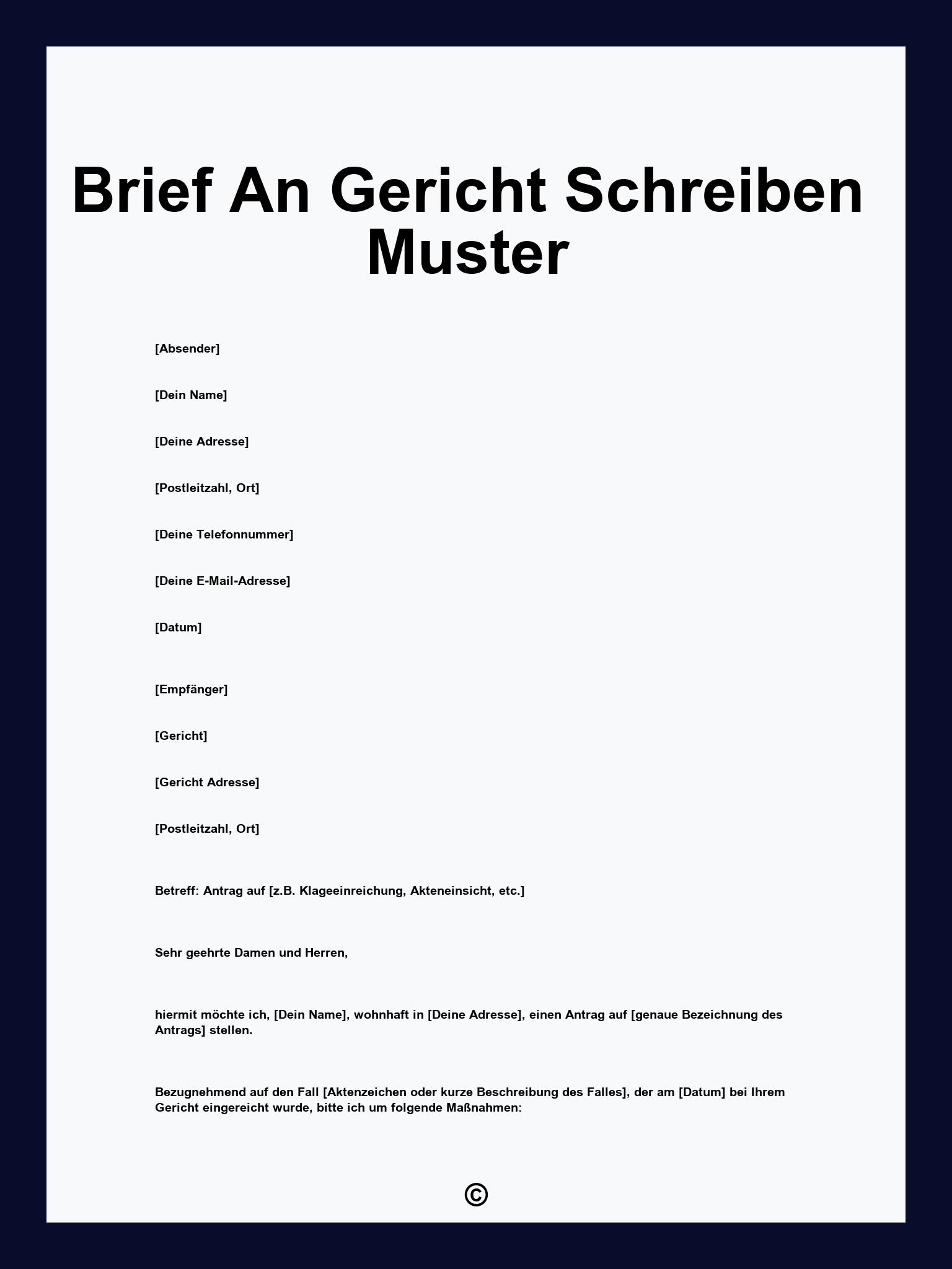 Brief An Gericht Schreiben Muster