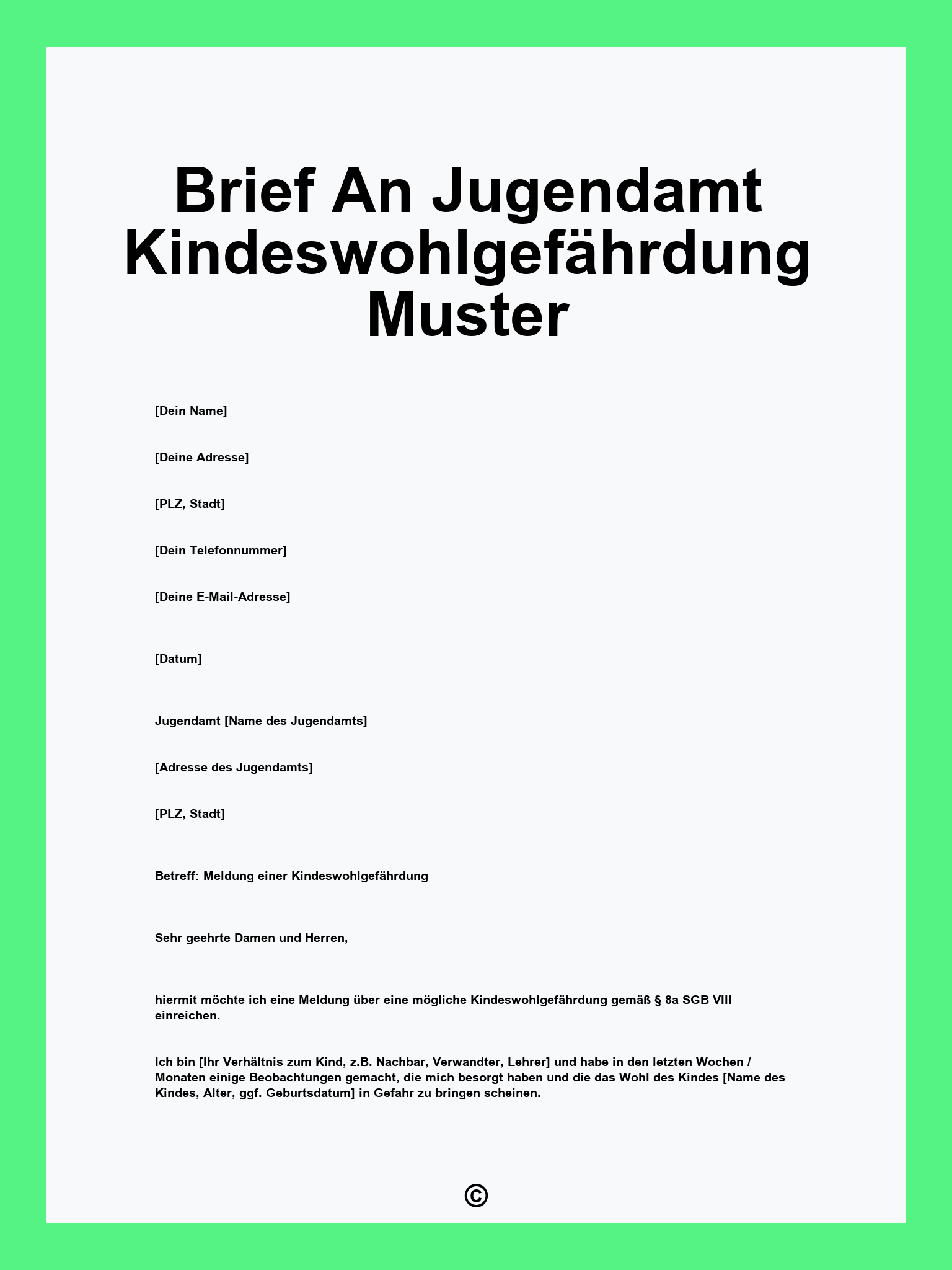 Brief An Jugendamt Kindeswohlgefährdung Muster