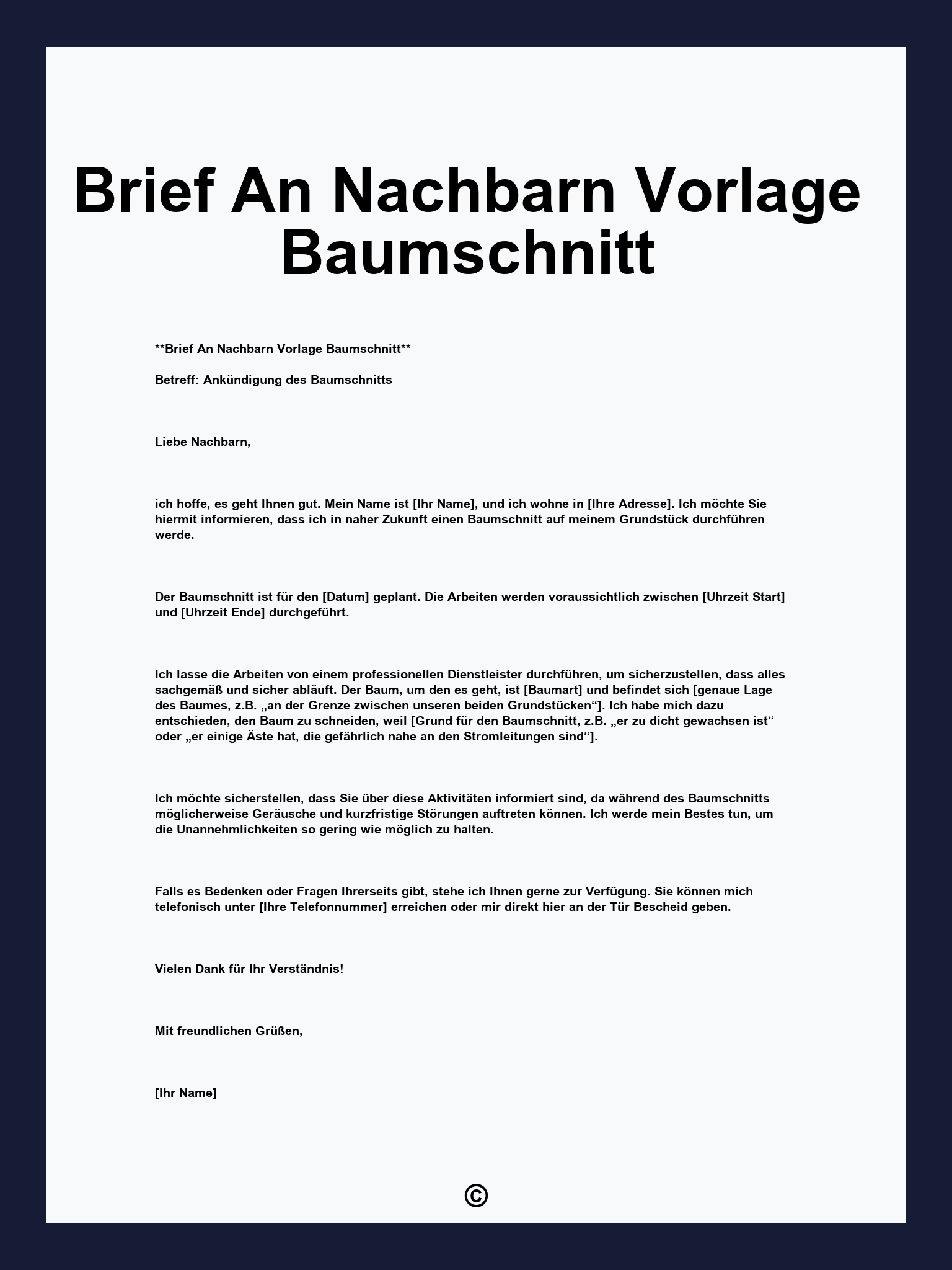 Brief An Nachbarn Vorlage Baumschnitt