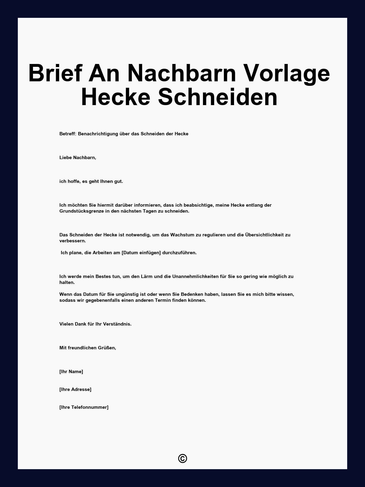 Brief An Nachbarn Vorlage Hecke Schneiden