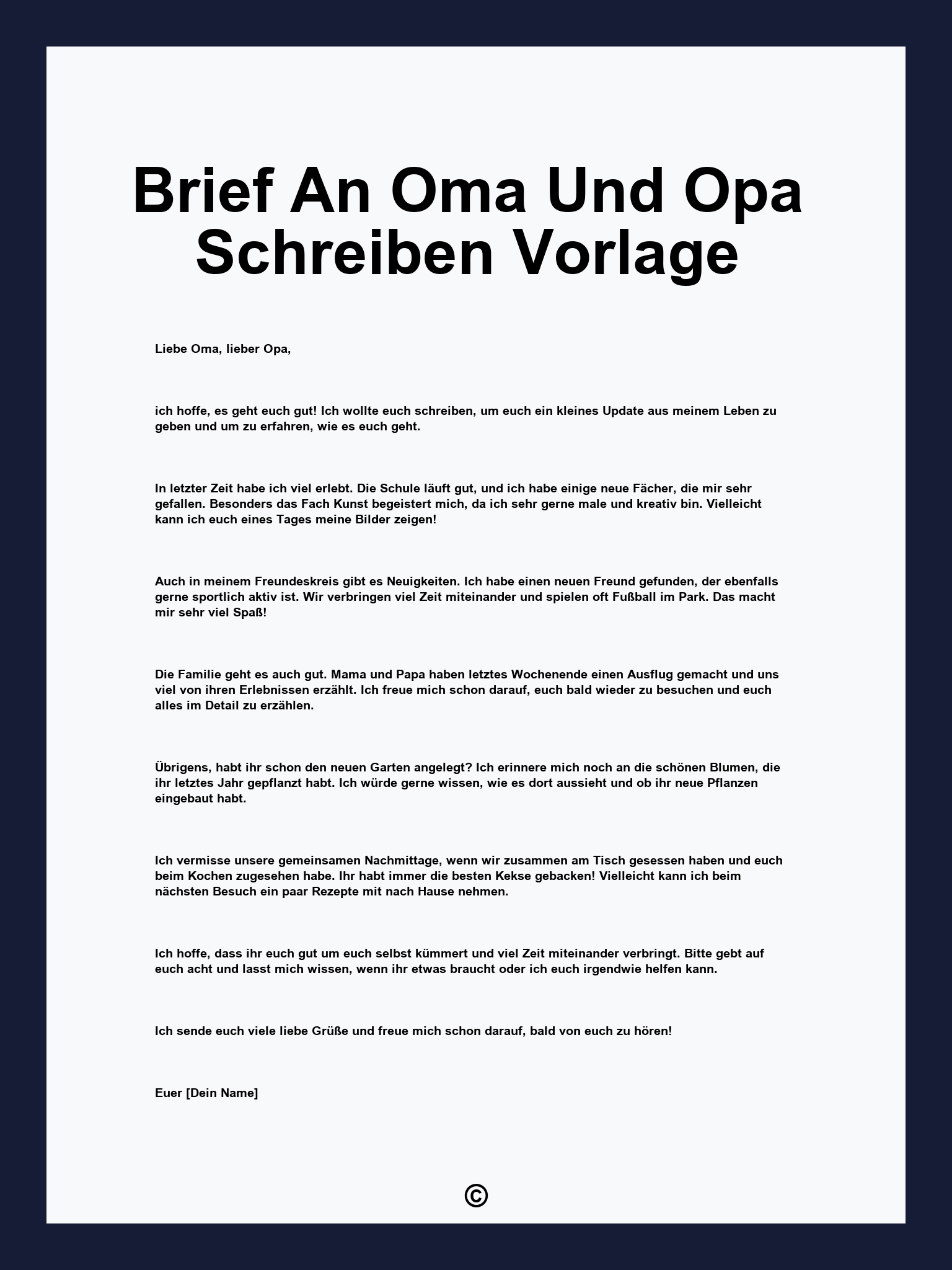 Brief An Oma Und Opa Schreiben Vorlage