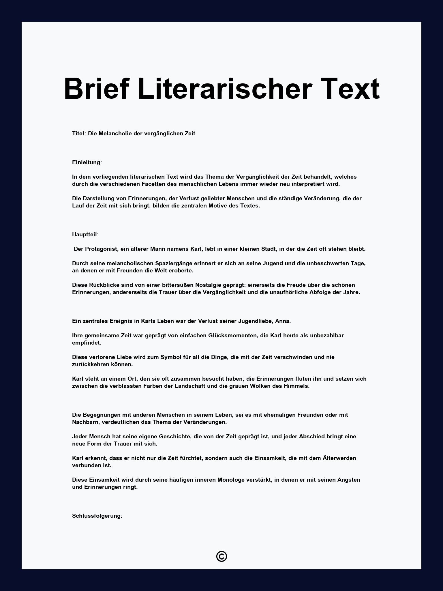 Brief Literarischer Text