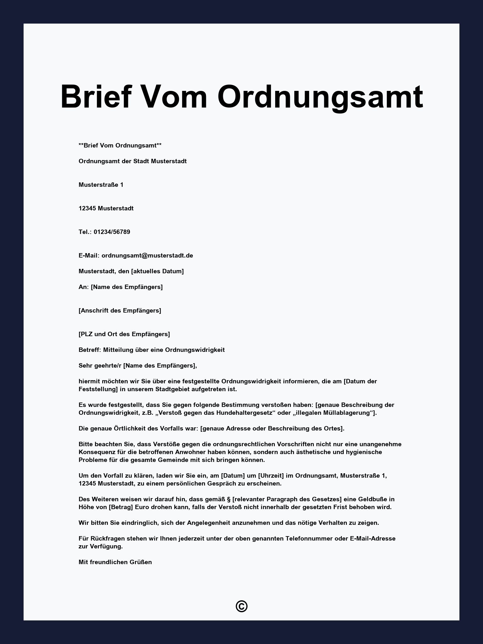 Brief Vom Ordnungsamt