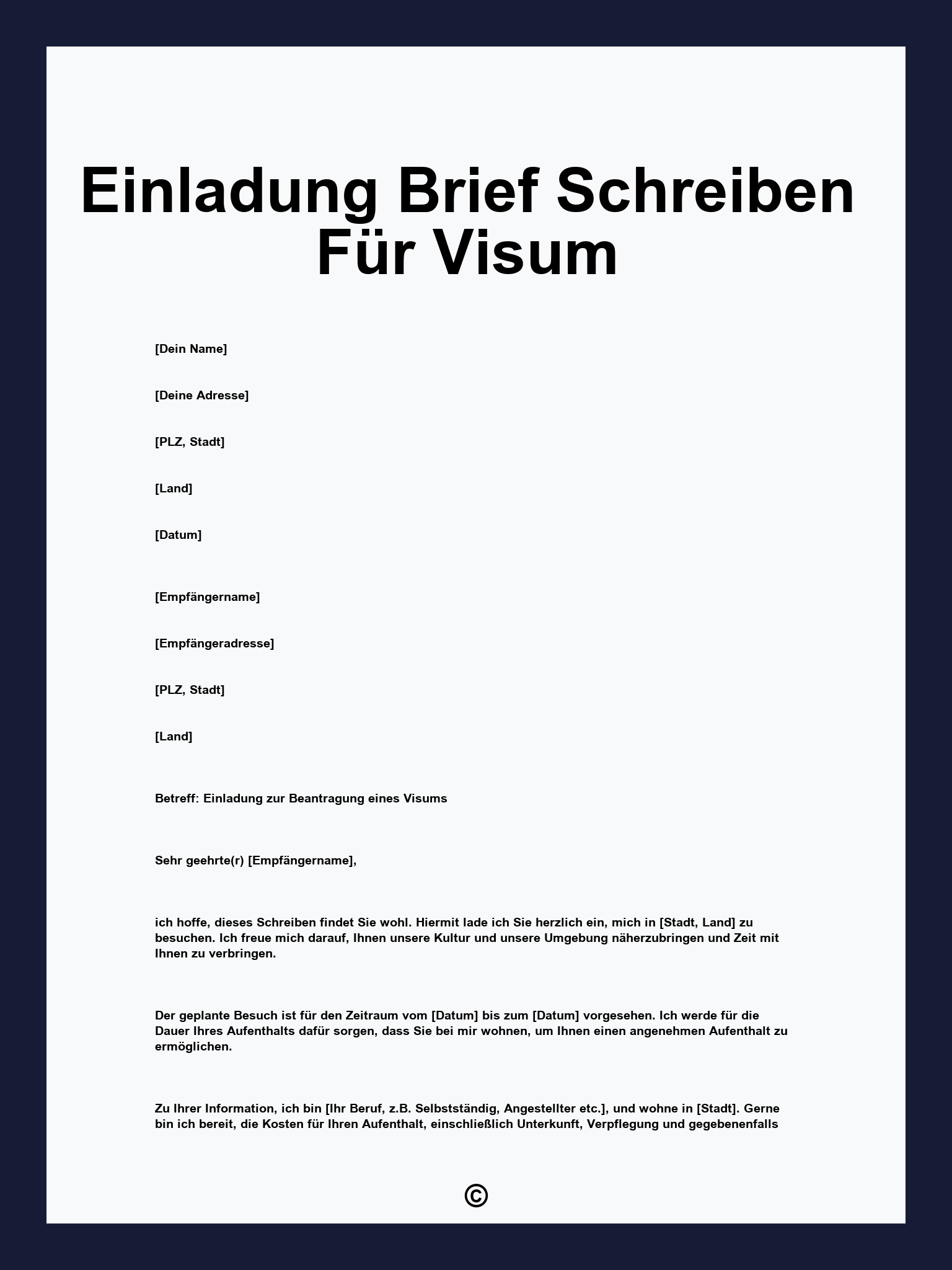 Einladung Brief Schreiben Für Visum