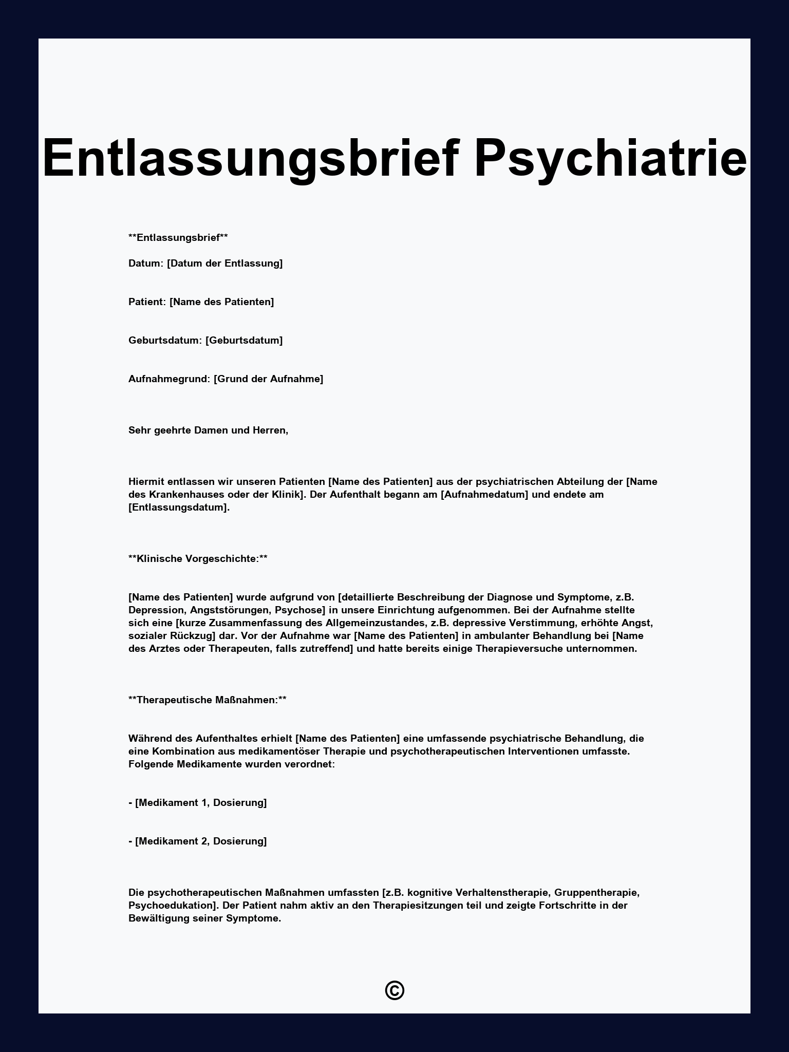 Entlassungsbrief Psychiatrie