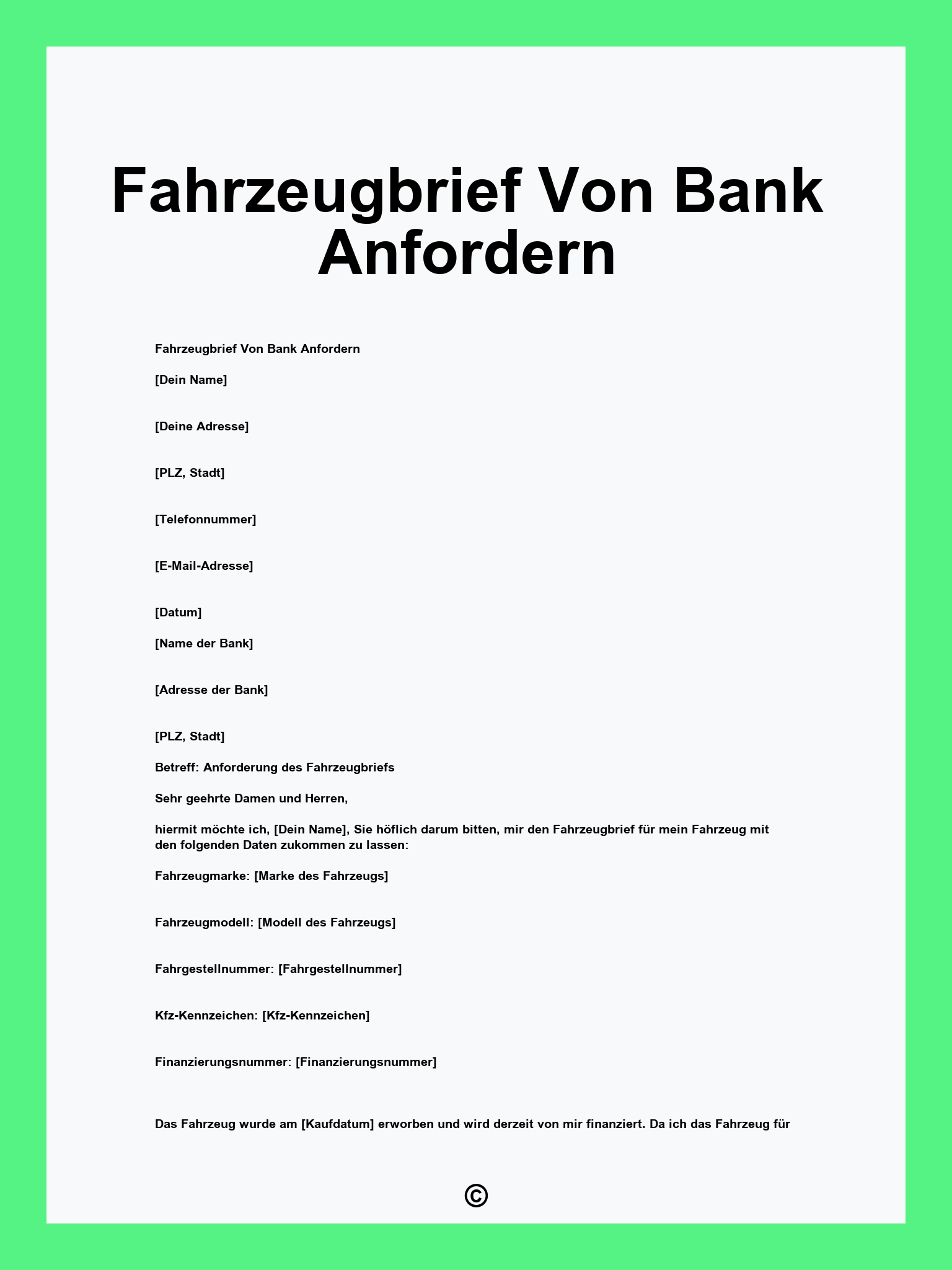Fahrzeugbrief Von Bank Anfordern