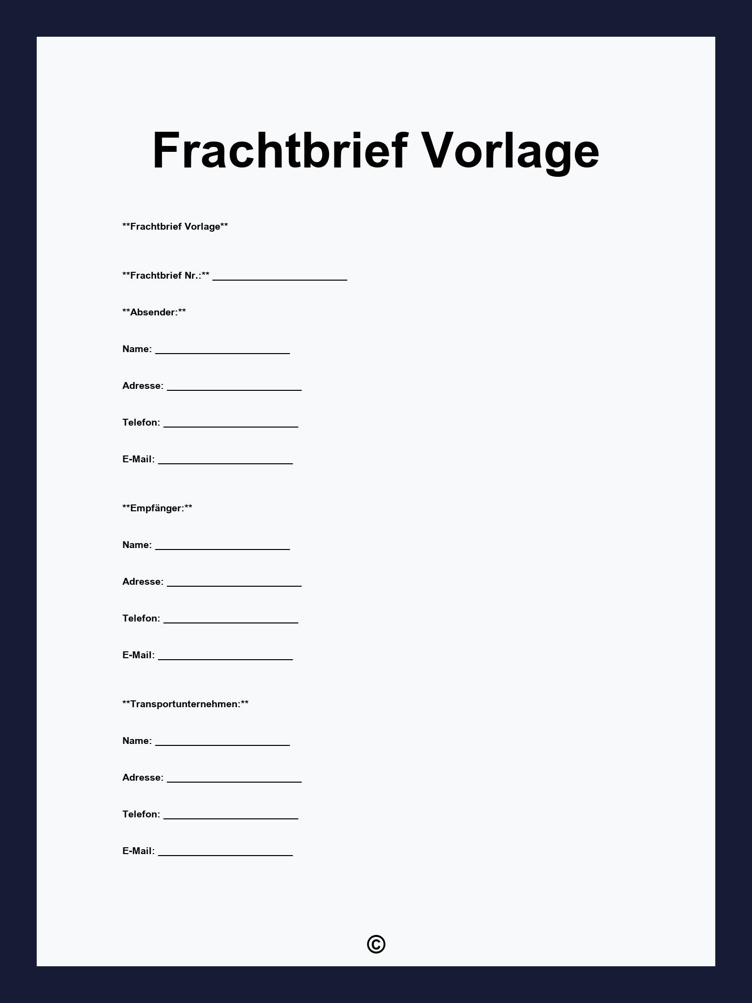 Frachtbrief Vorlage