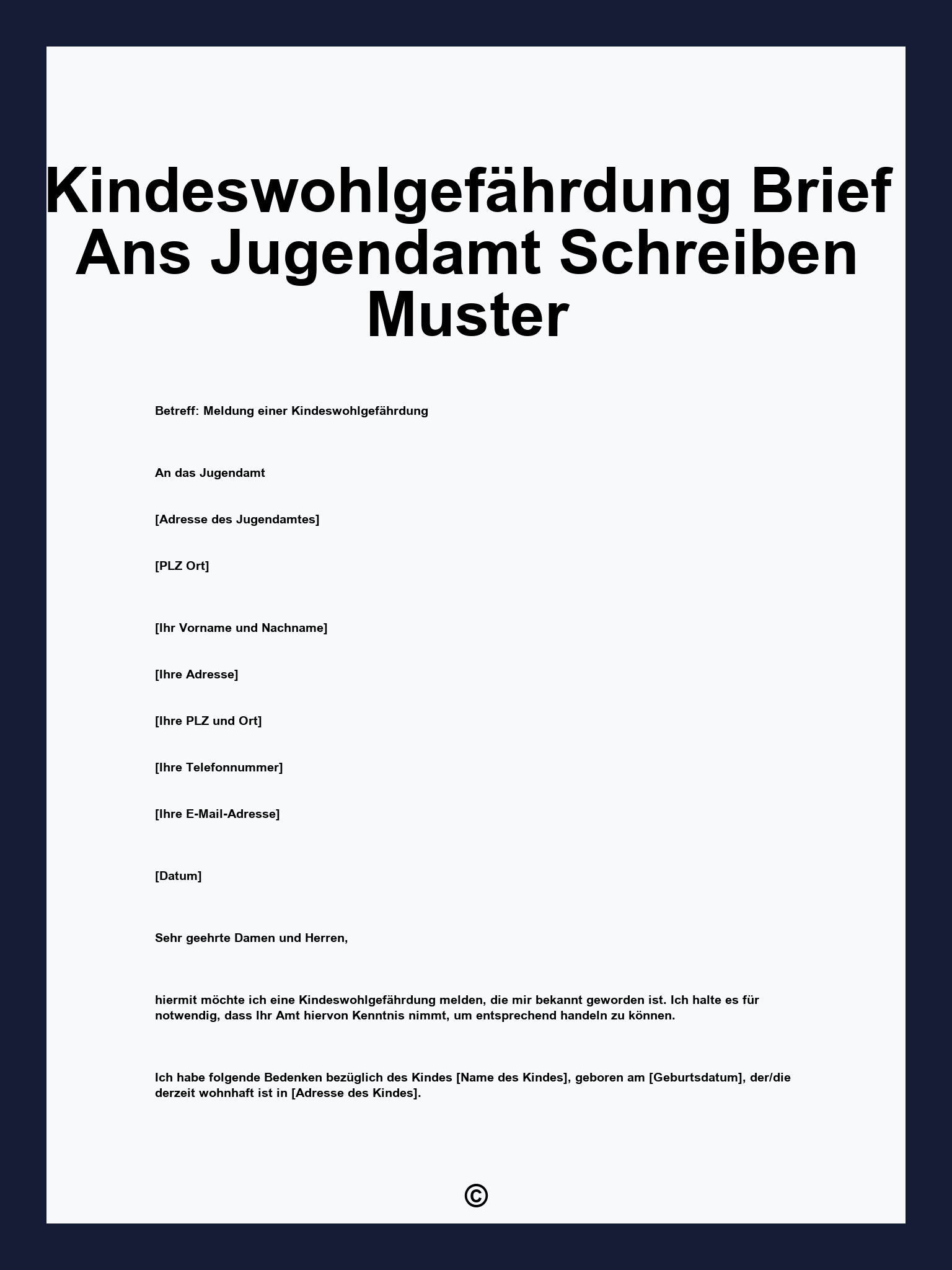 Kindeswohlgefährdung Brief Ans Jugendamt Schreiben Muster