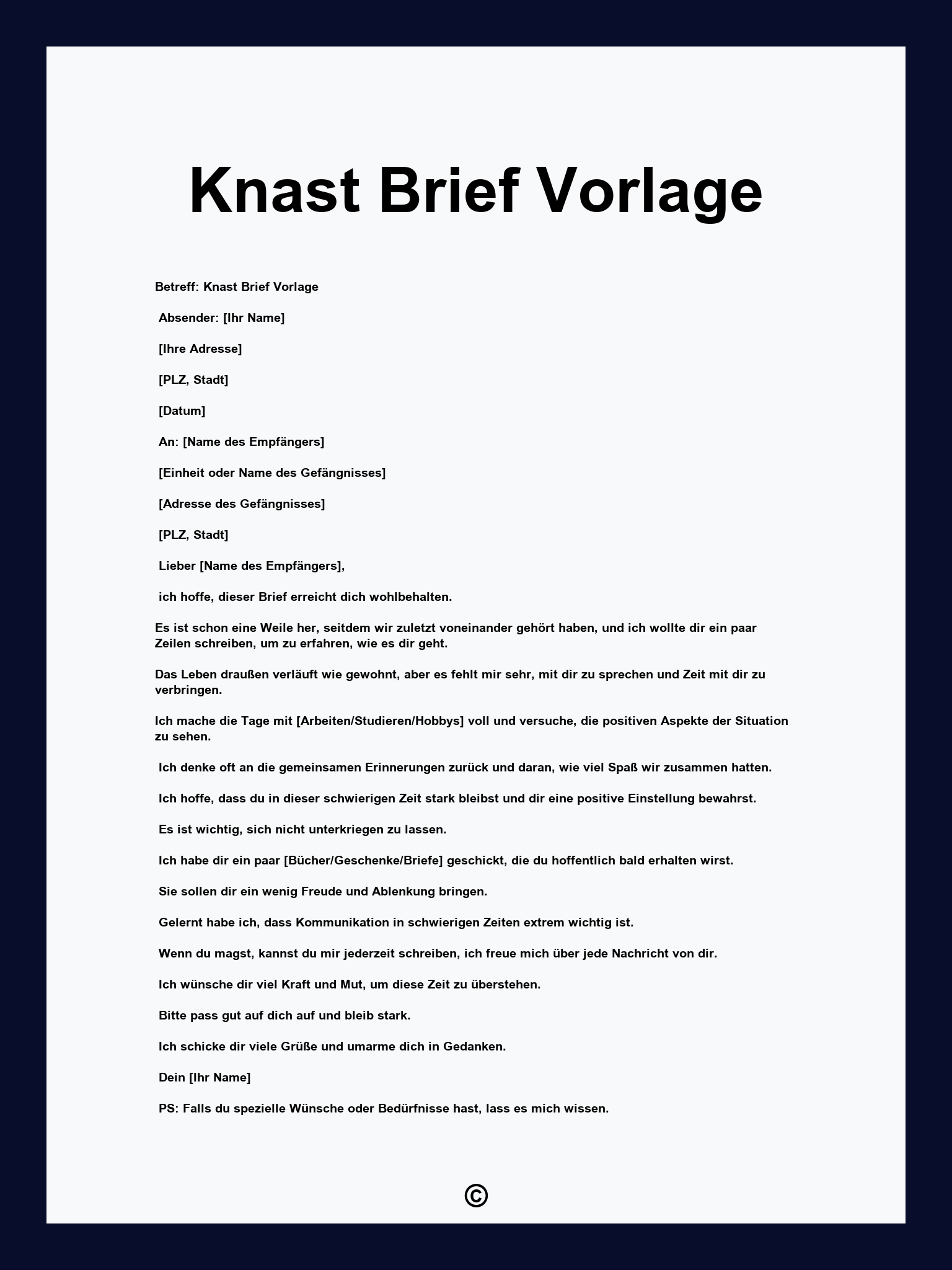Knast Brief Vorlage
