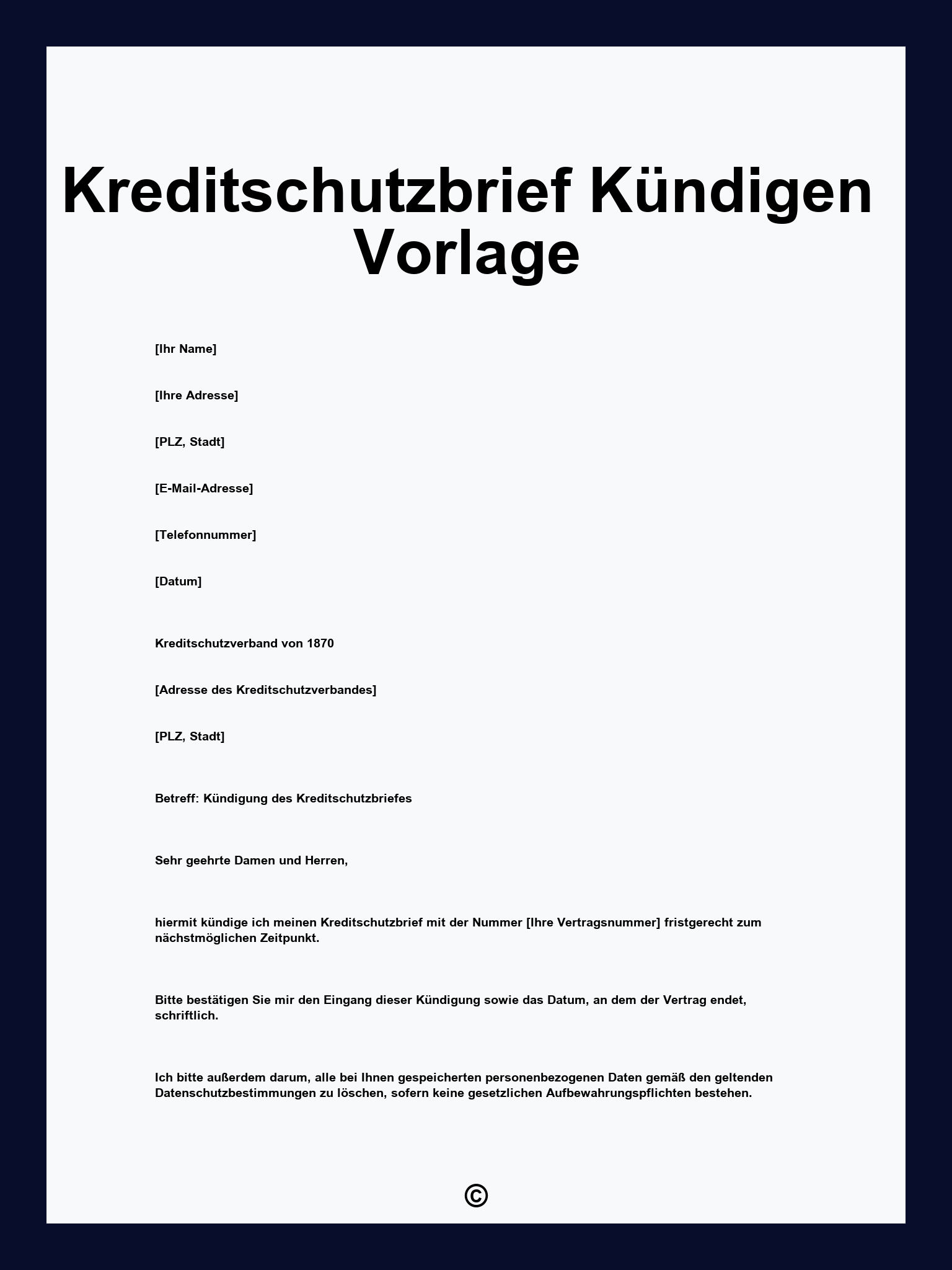 Kreditschutzbrief Kündigen Vorlage