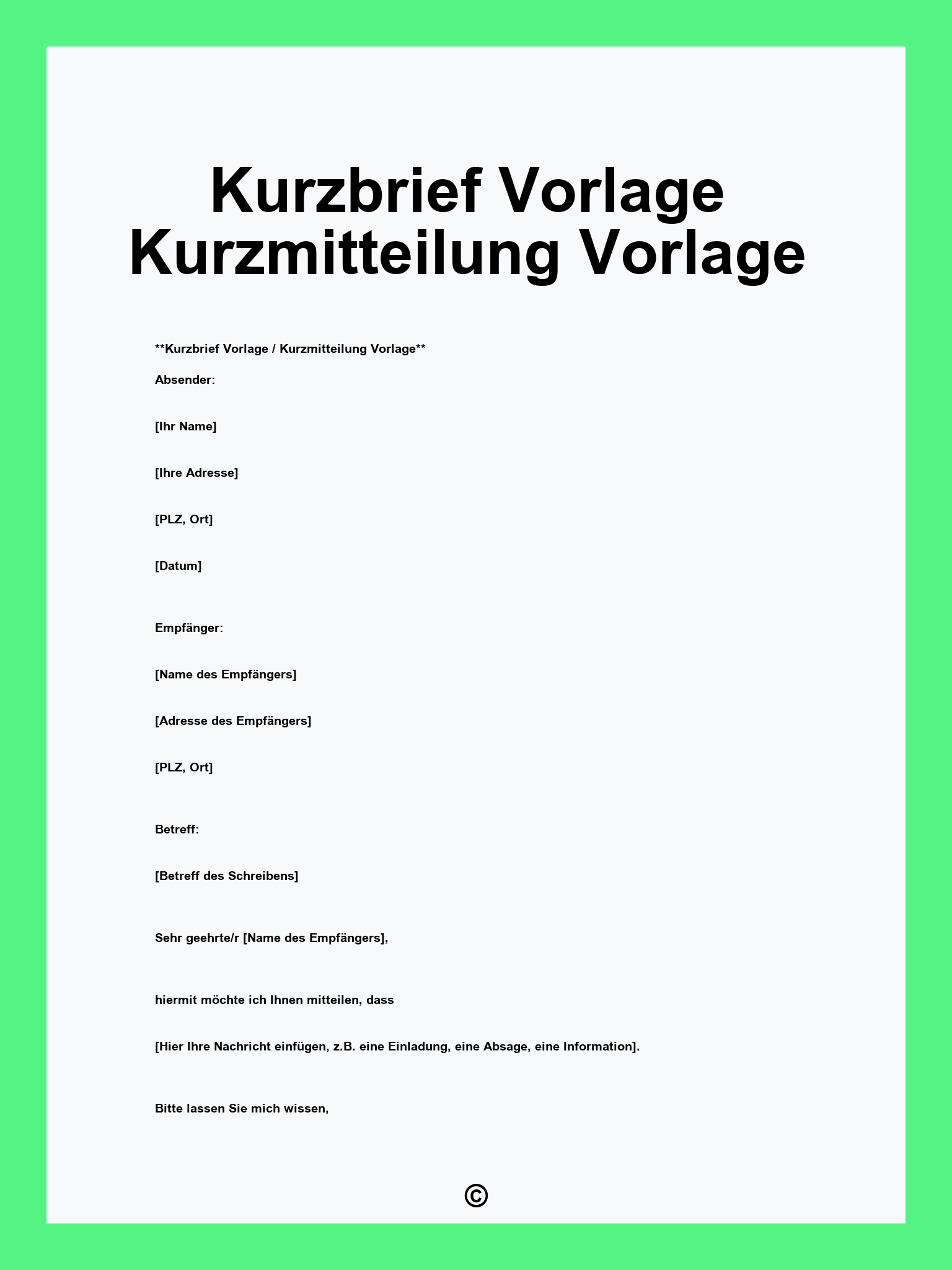 Kurzbrief Vorlage Kurzmitteilung Vorlage
