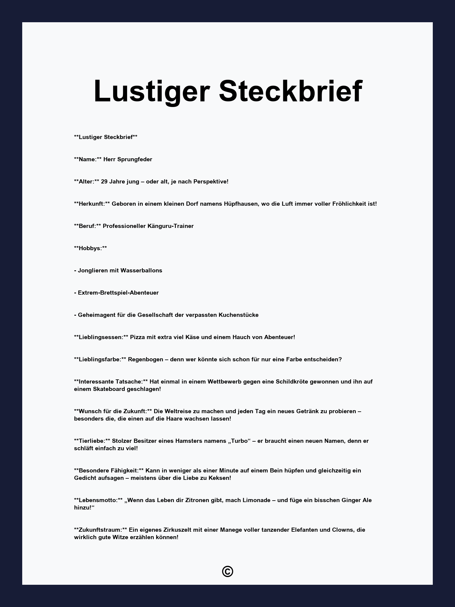Lustiger Steckbrief