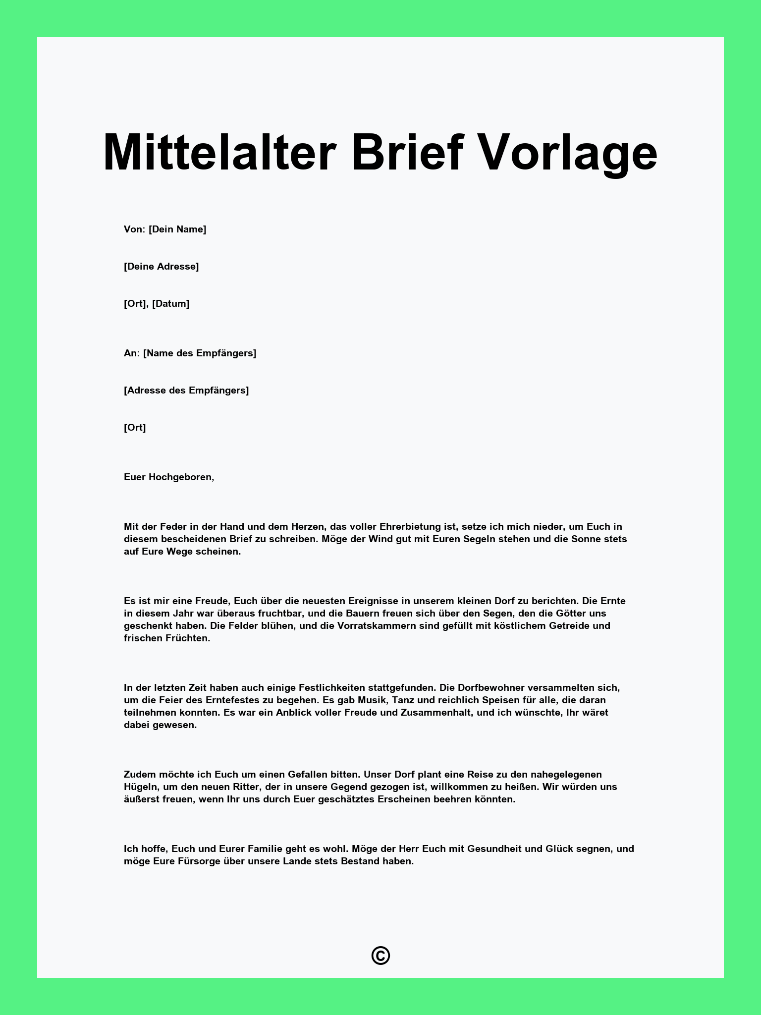 Mittelalter Brief Vorlage