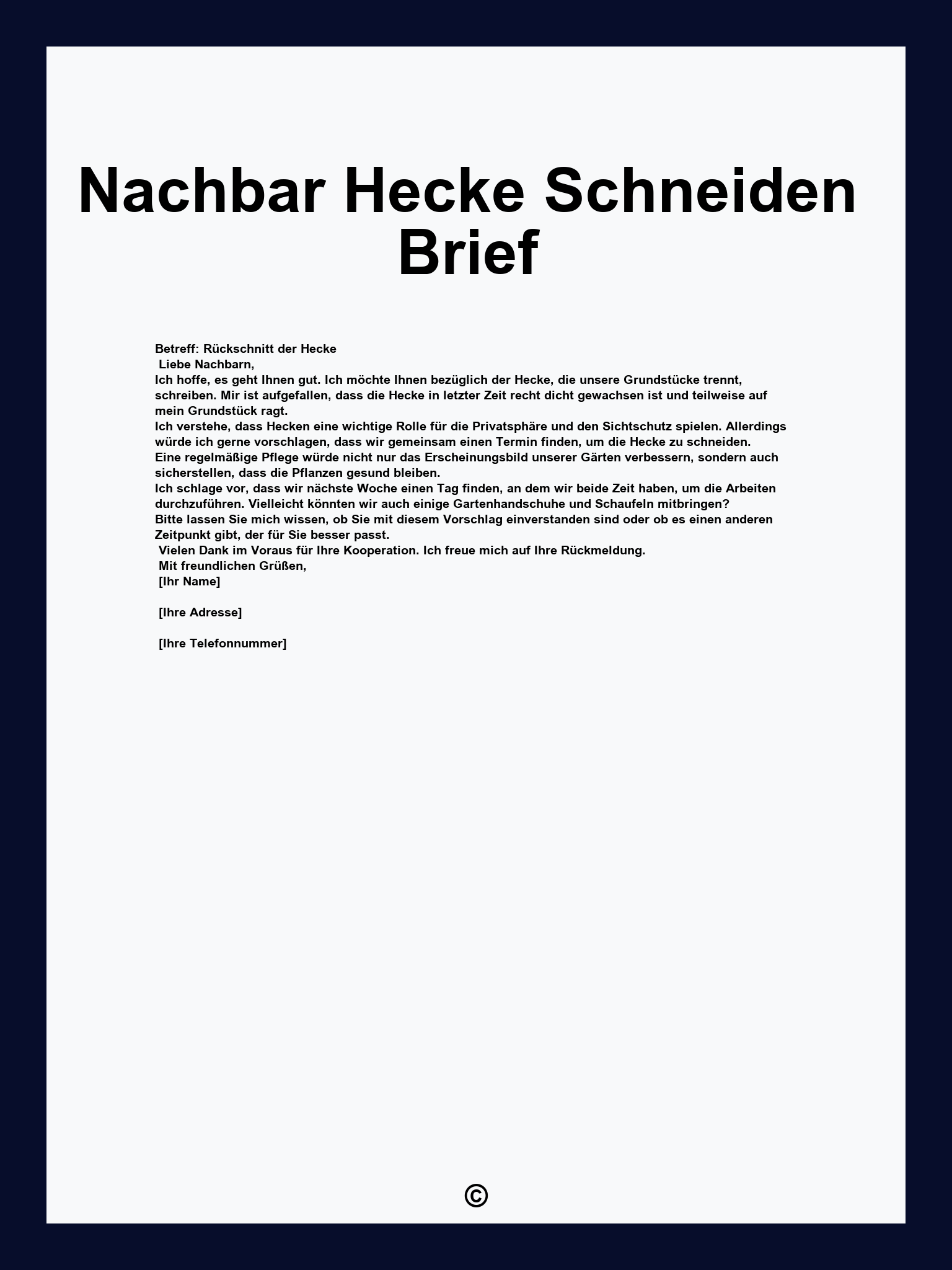 Nachbar Hecke Schneiden Brief