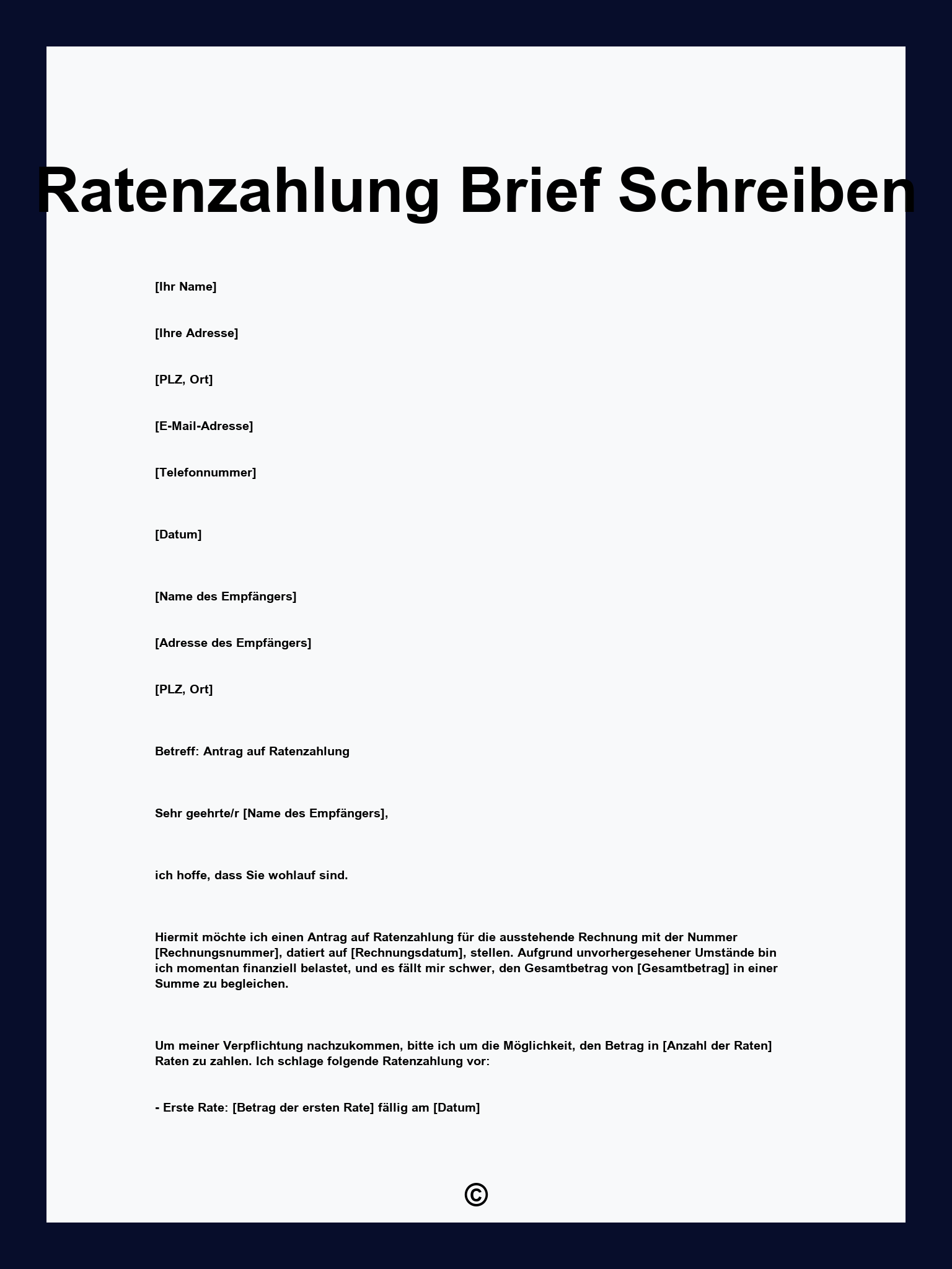 Ratenzahlung Brief Schreiben