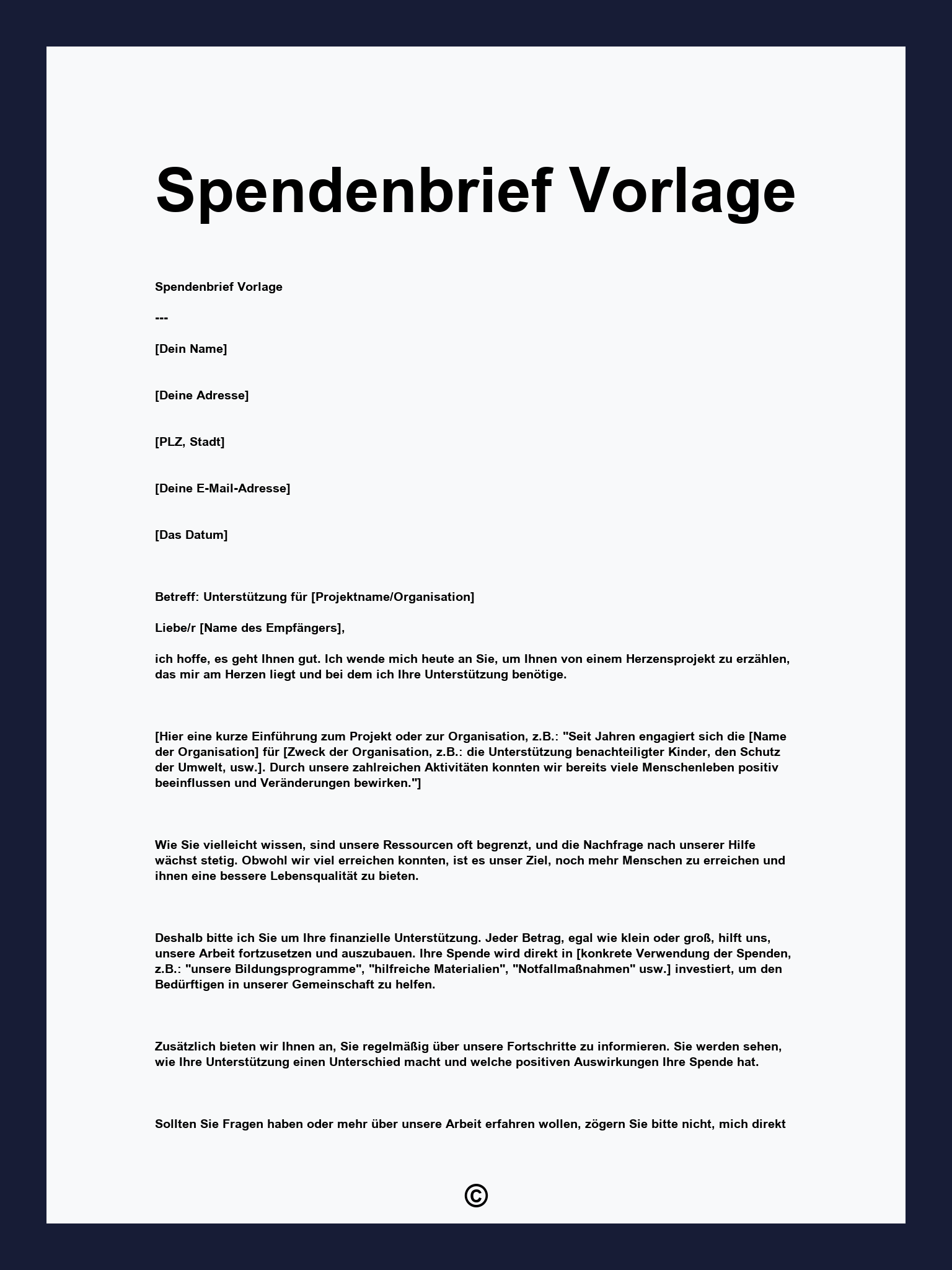 Spendenbrief Vorlage
