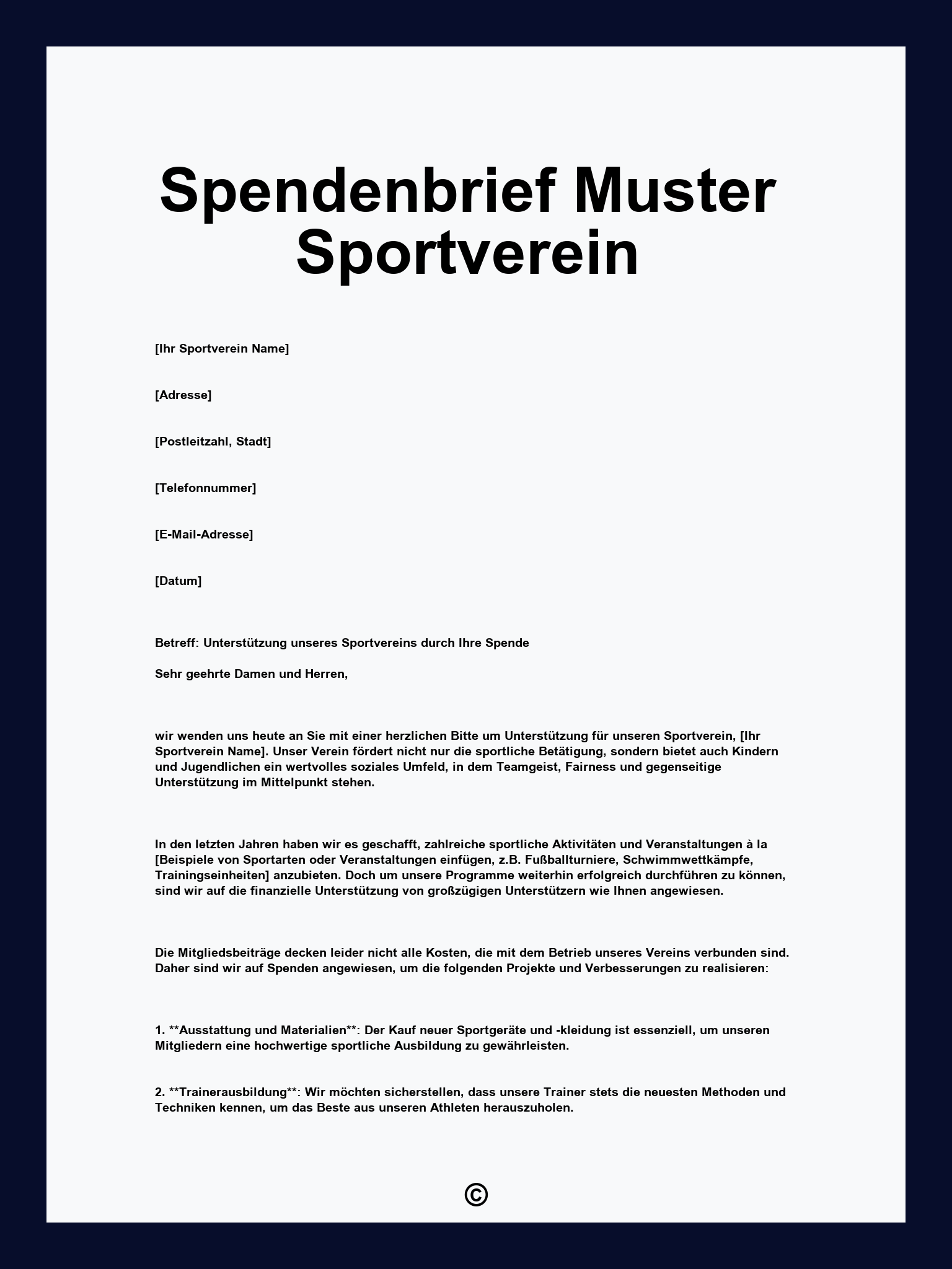 Spendenbrief Muster Sportverein