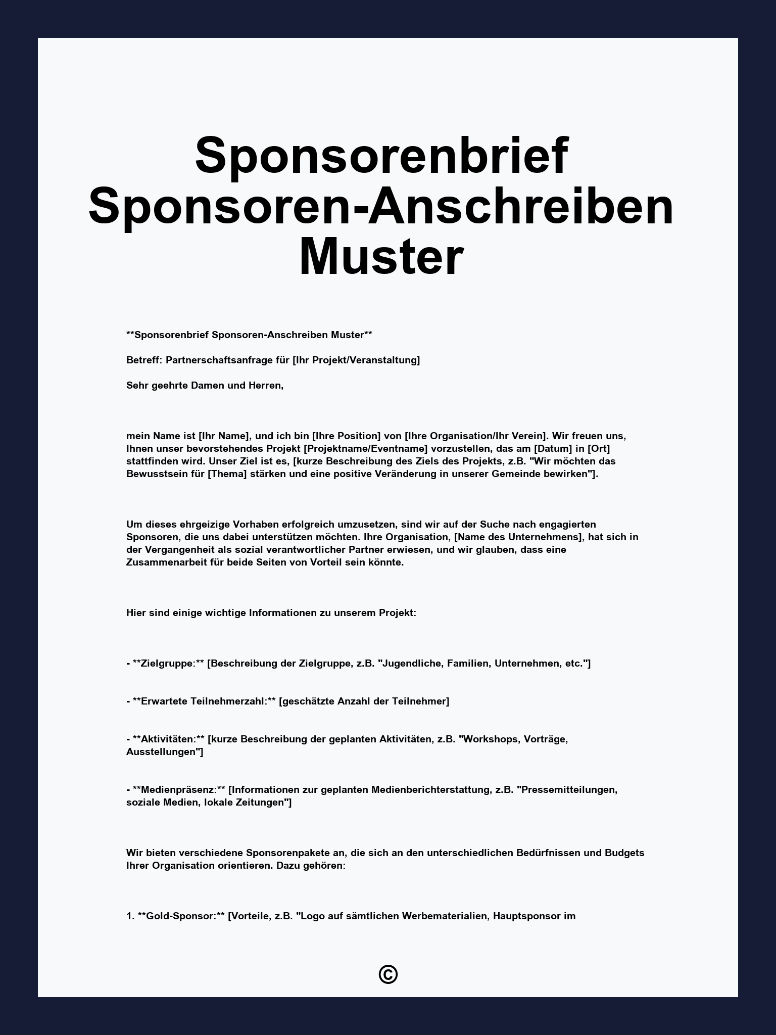 Sponsorenbrief Sponsoren-Anschreiben Muster